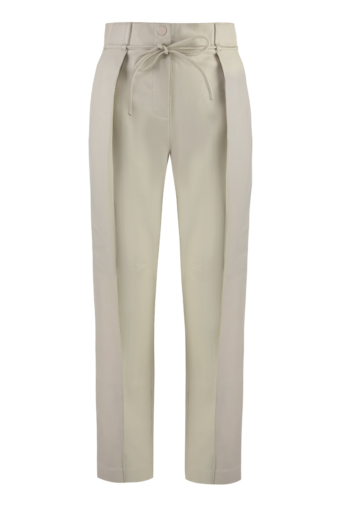 Shop Yves Salomon Leather Pants In Sand