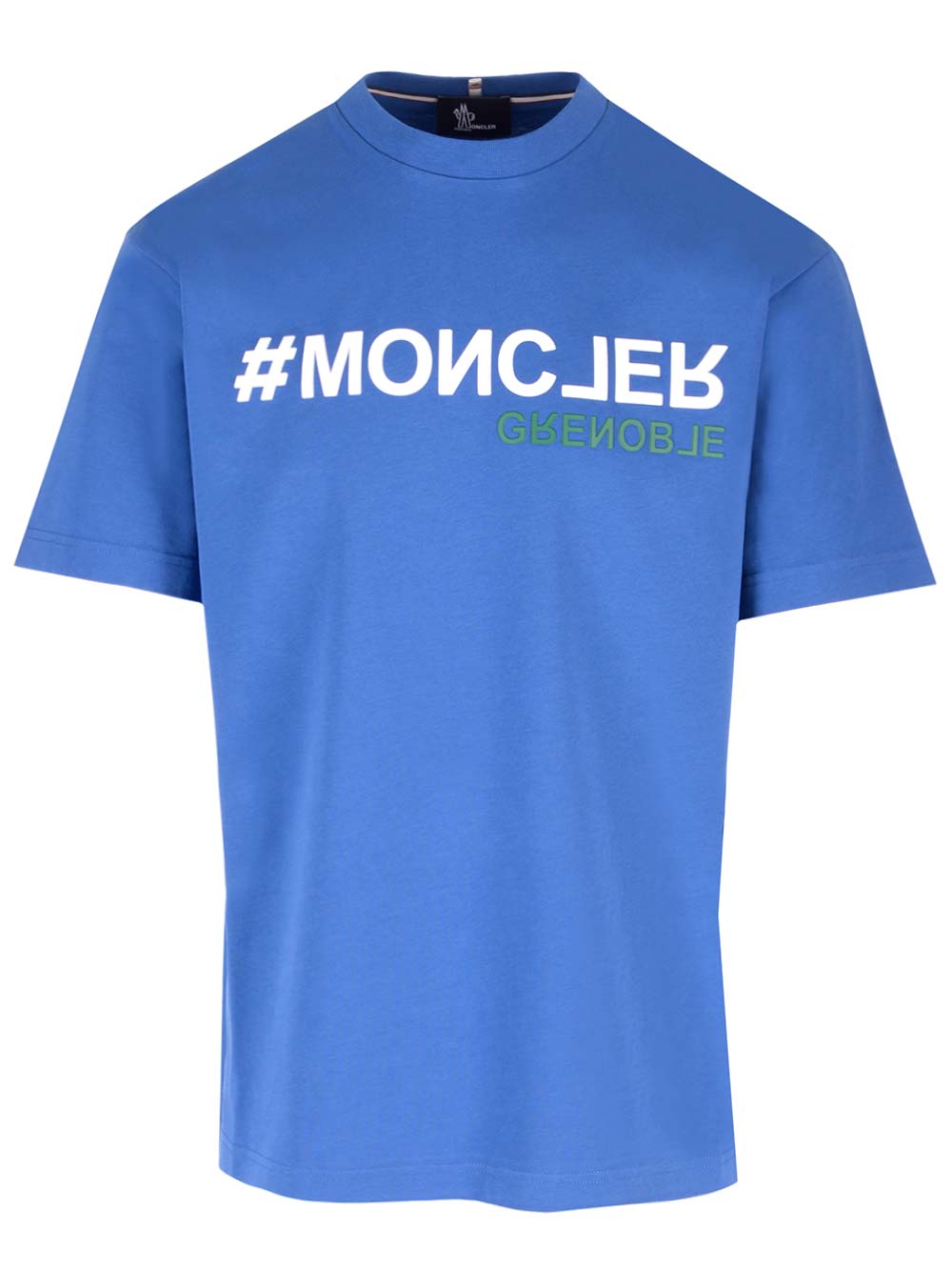Moncler Embossed Logo Graphic T-shirt In Blue