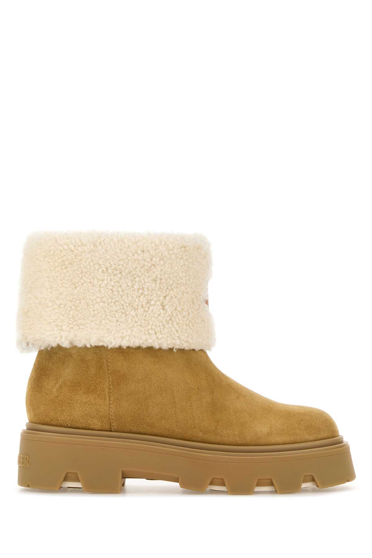 Moncler Aurea Suede And Shearling Mid Ankle Boots In Multi