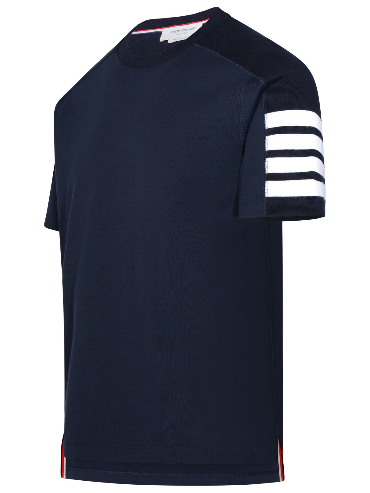 THOM BROWNE NAVY COTTON T-SHIRT