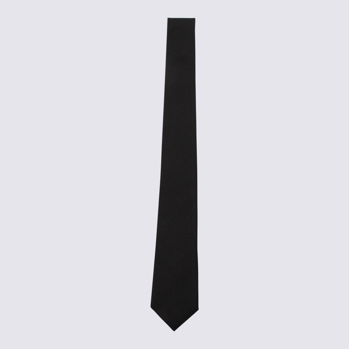 Saint Laurent Black Silk Tie In Brown