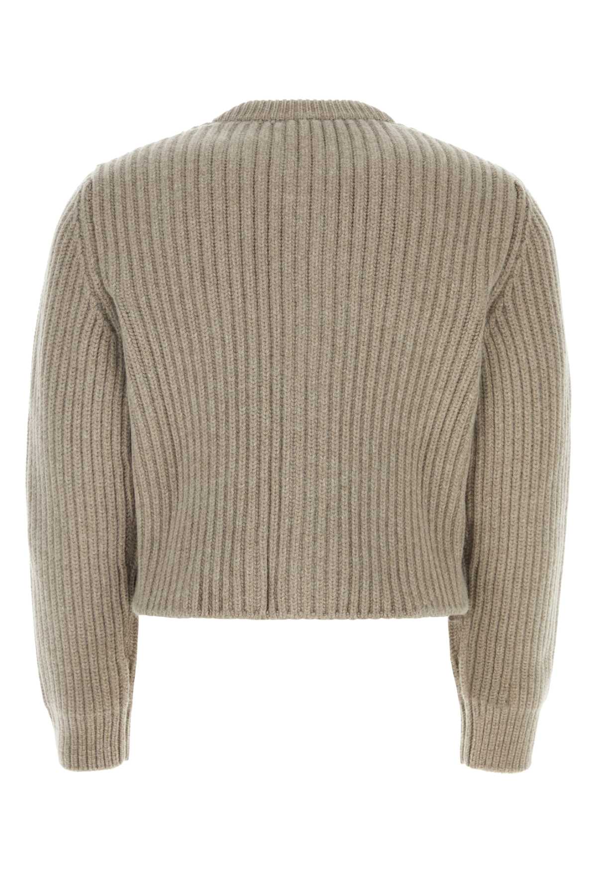 Shop Bottega Veneta Dove Grey Wool Blend Cardigan In Sandmelange