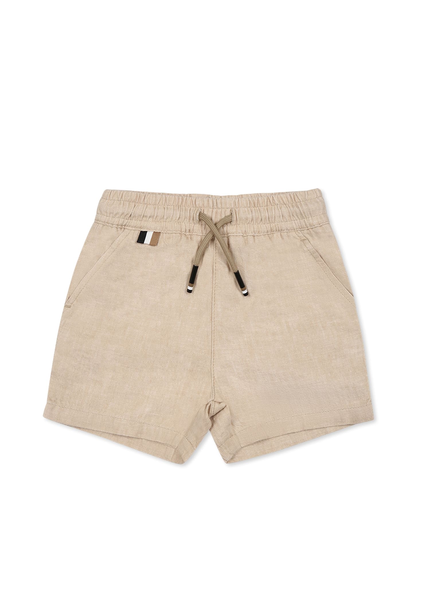 Hugo Boss Beige Shorts For Baby Boy With Logo In Beige