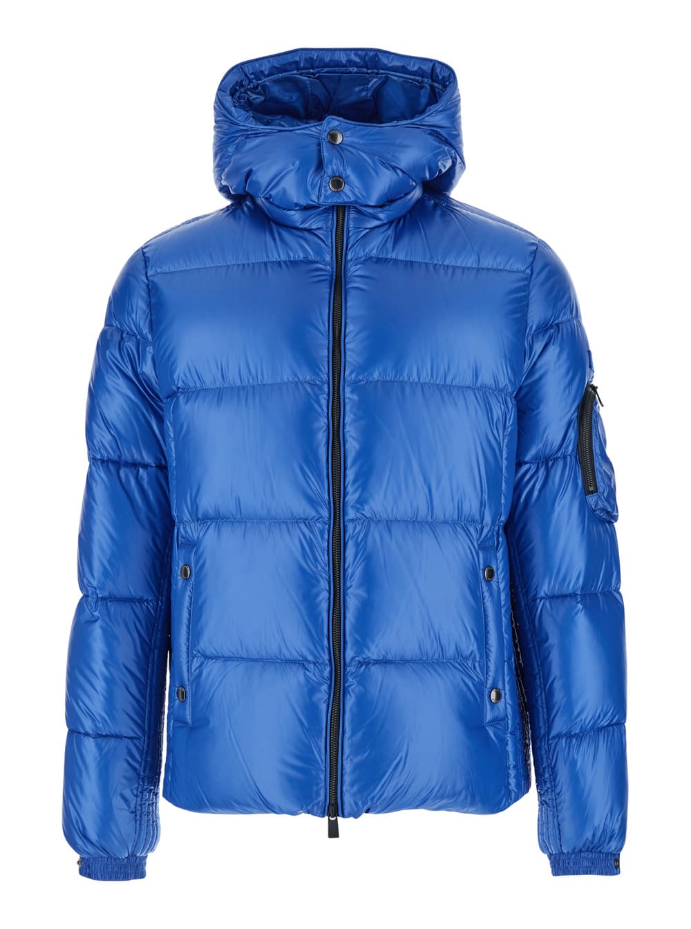 Tatras Belbo Blue Down Jacket With Fixed Hood And Logo Patch On The Sleeve In Tech Fabric Man In Blue