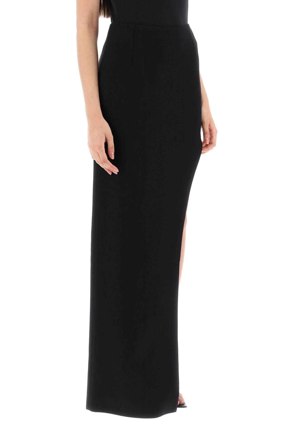 Shop Mvp Wardrobe Plaza Skirt With Asymmetrical Hem In Nero (black)