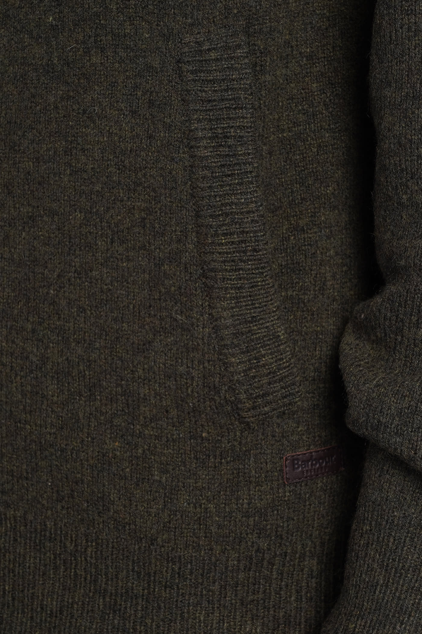 Barbour Patch Zip Card Cardigan In Green Wool In Seaweed