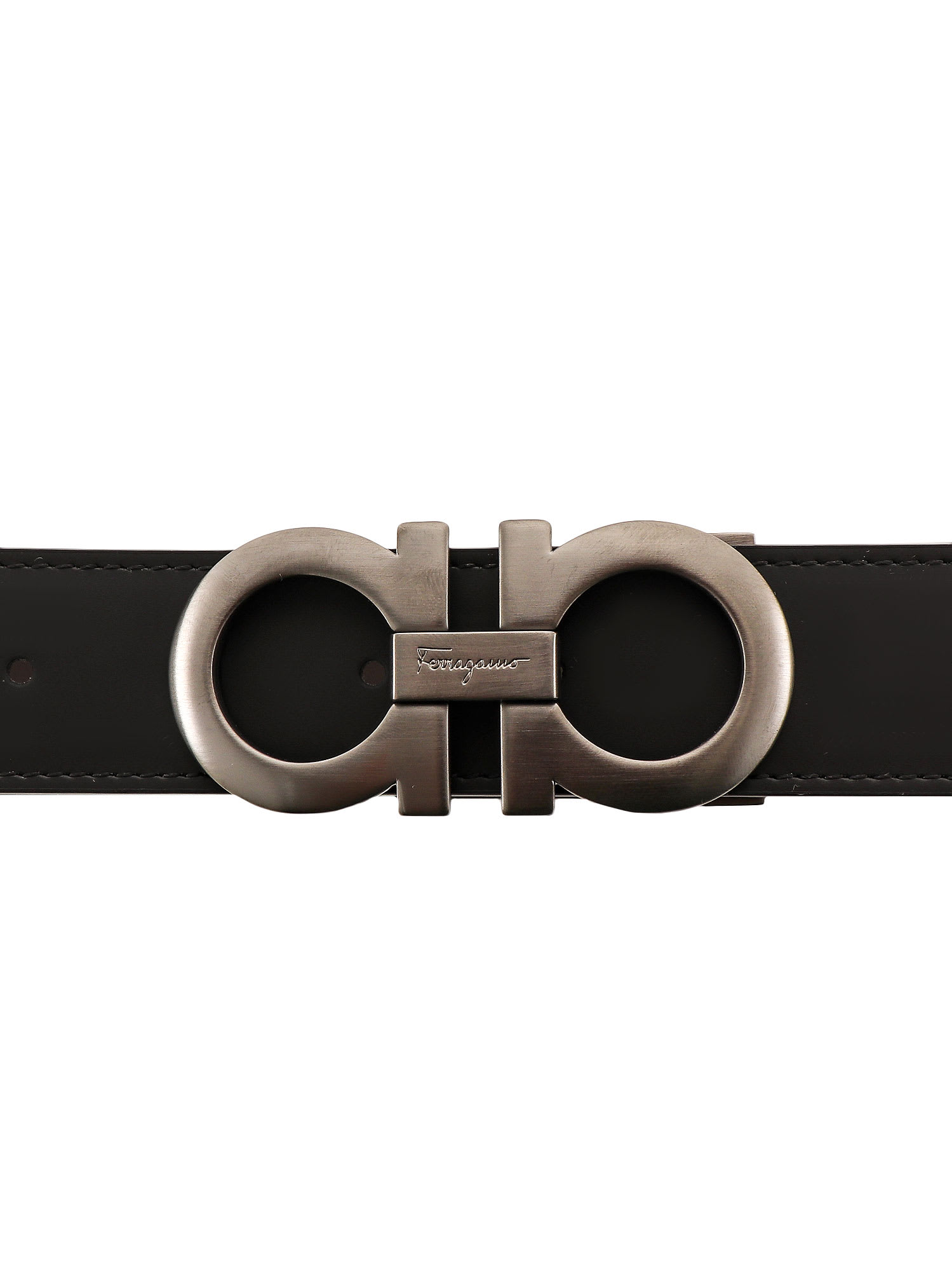 Ferragamo Reversible Leather Belt Iconic Buckle In Black