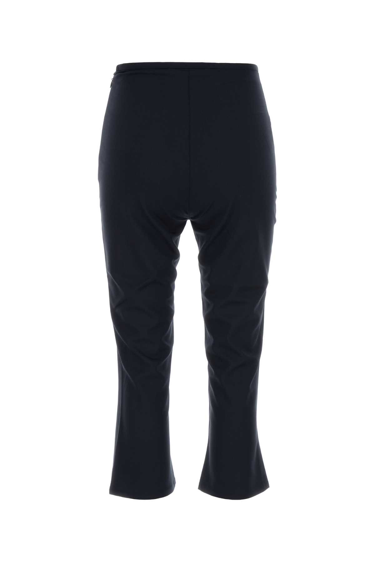 Alessandra Rich Wool Capri Pant With Cropped Length And Flared Hem In Navyblue