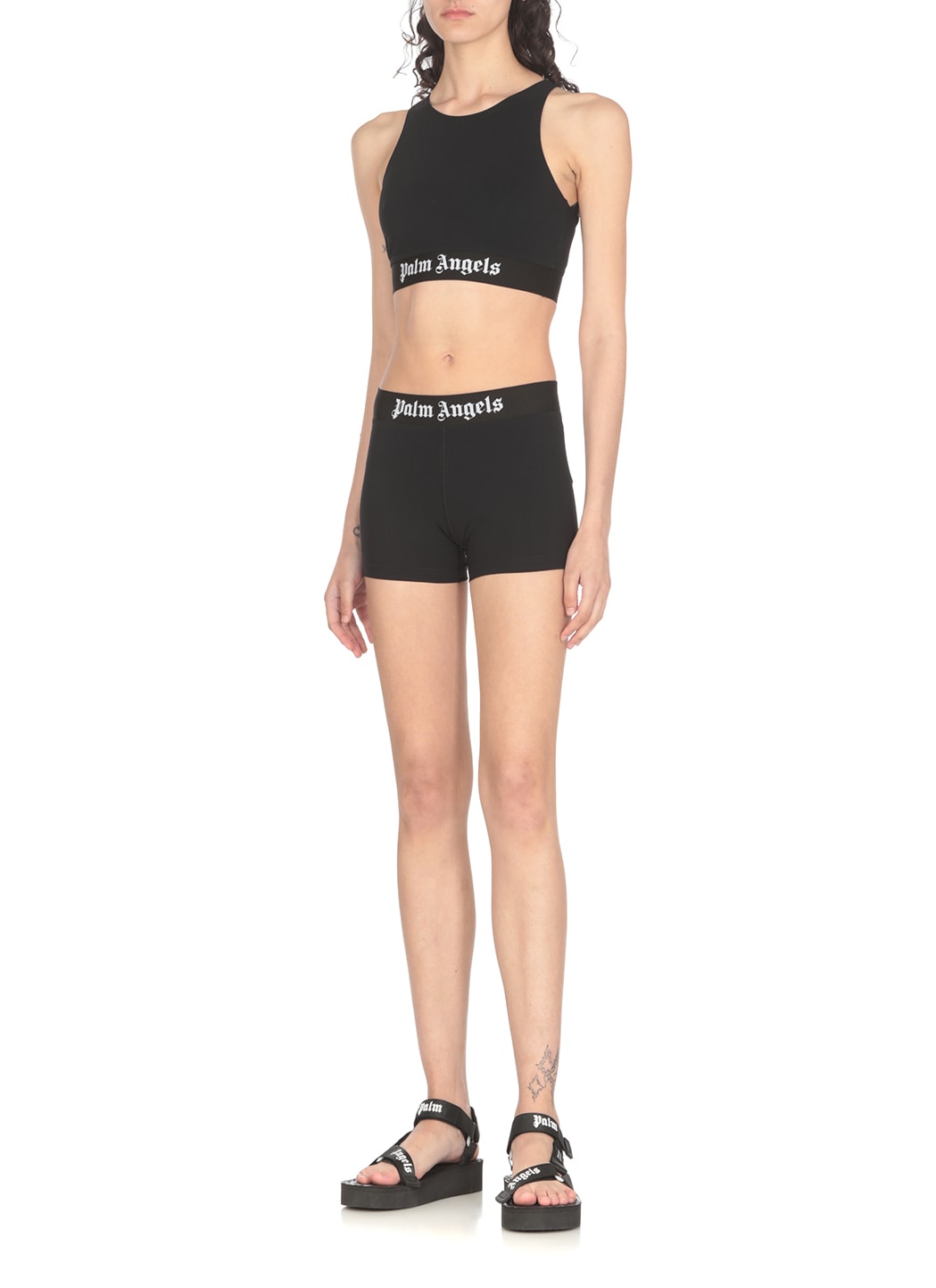 Shop Palm Angels Shorts With Sport Logo In Black