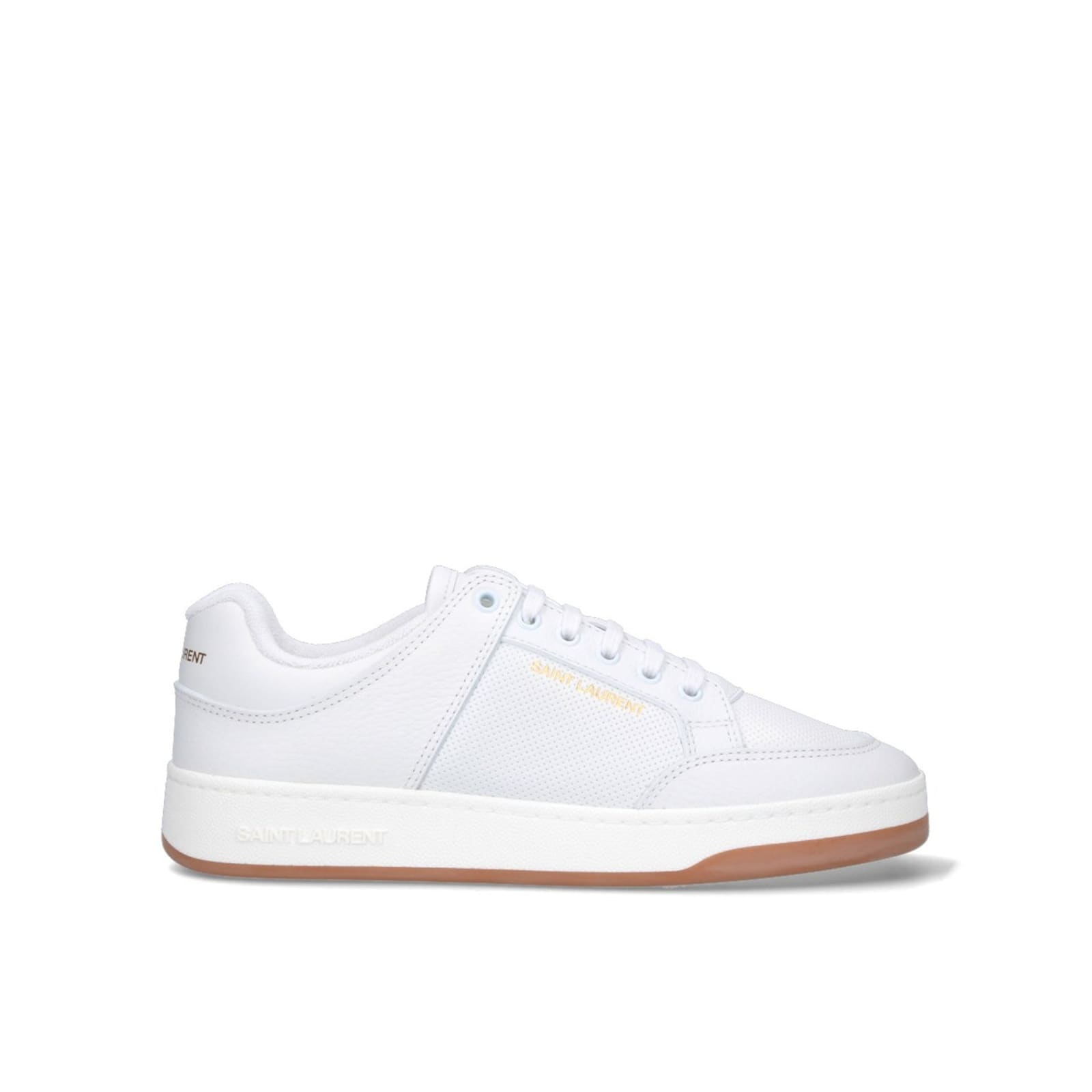 Shop Saint Laurent Leather Sneakers In White