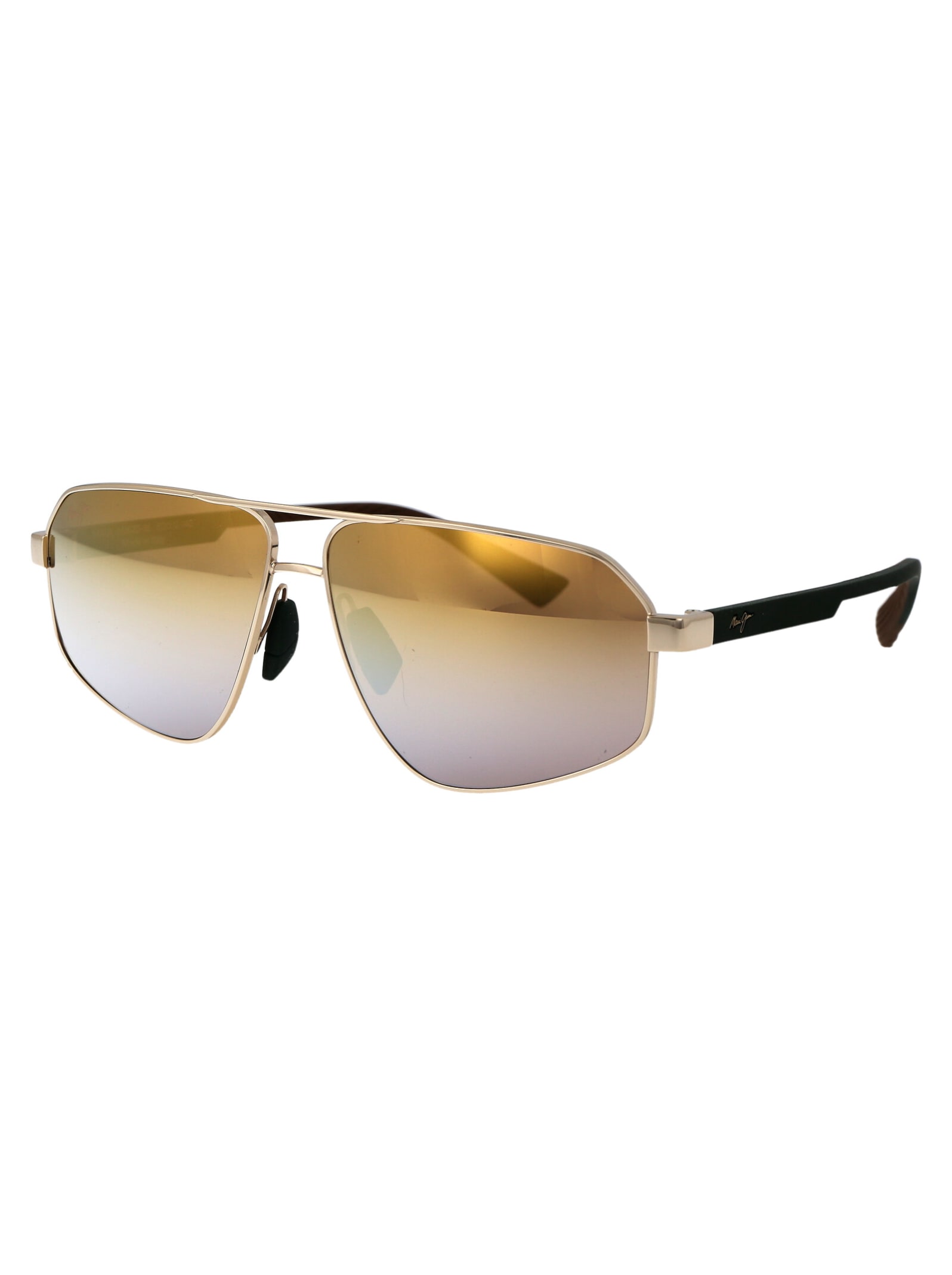 Shop Maui Jim Keawawa Sunglasses In 16 Gold/silver Kewawa Shiny Gold W/green