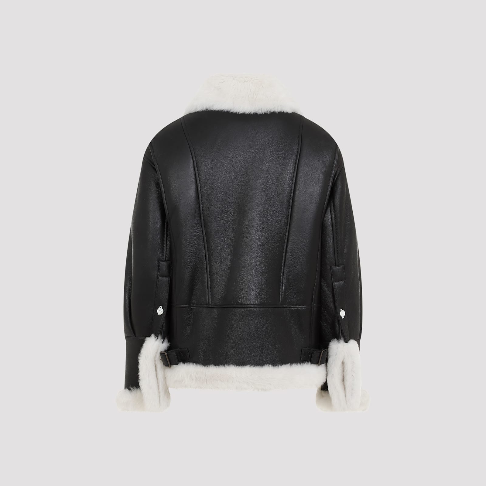 Shop Loewe Shearling Jacket In White Black