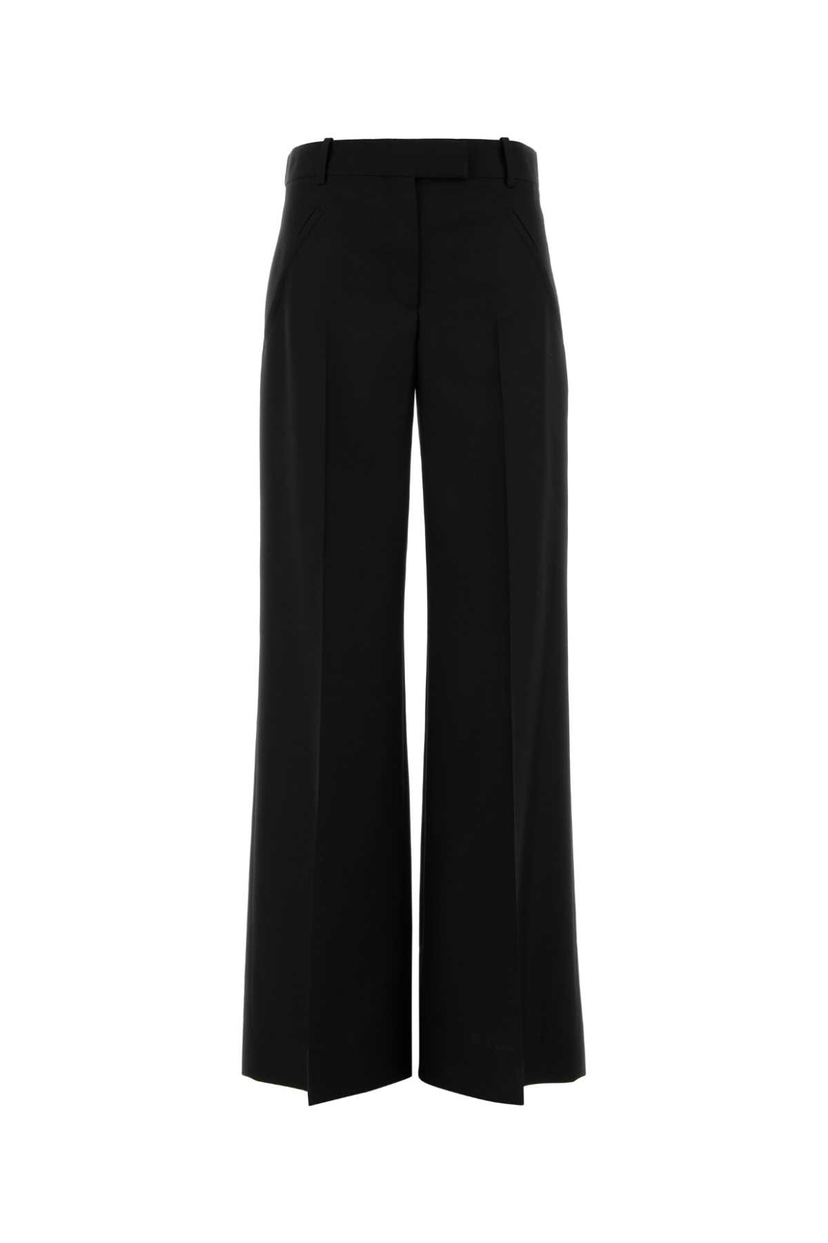 Black Wool Blend Wide-leg Pant