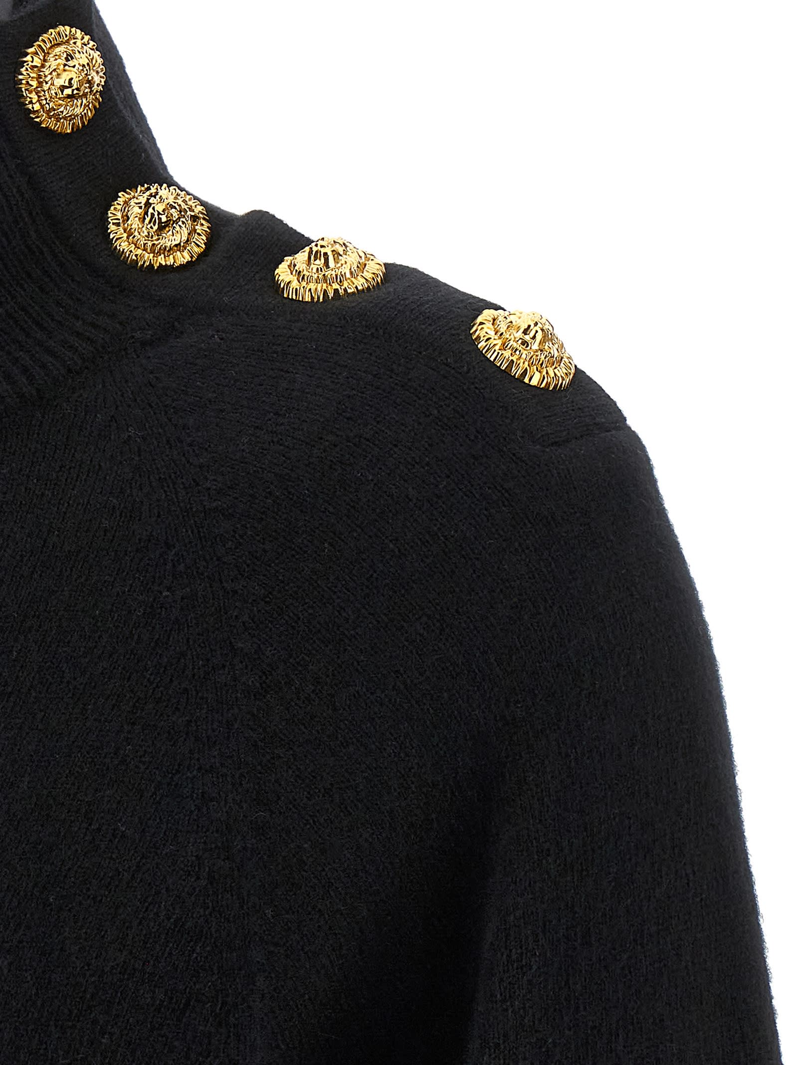 Balmain Cashmere Wool Sweater Sweaters And Cardigans Black In Black
