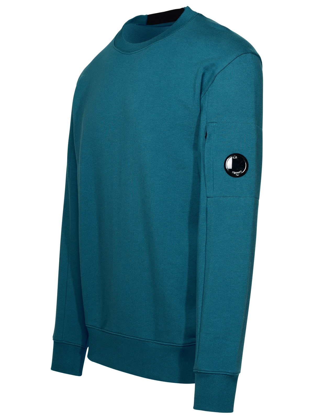 Shop C.p. Company Diagonal Raised Fleece Blue Cotton Sweatshirt