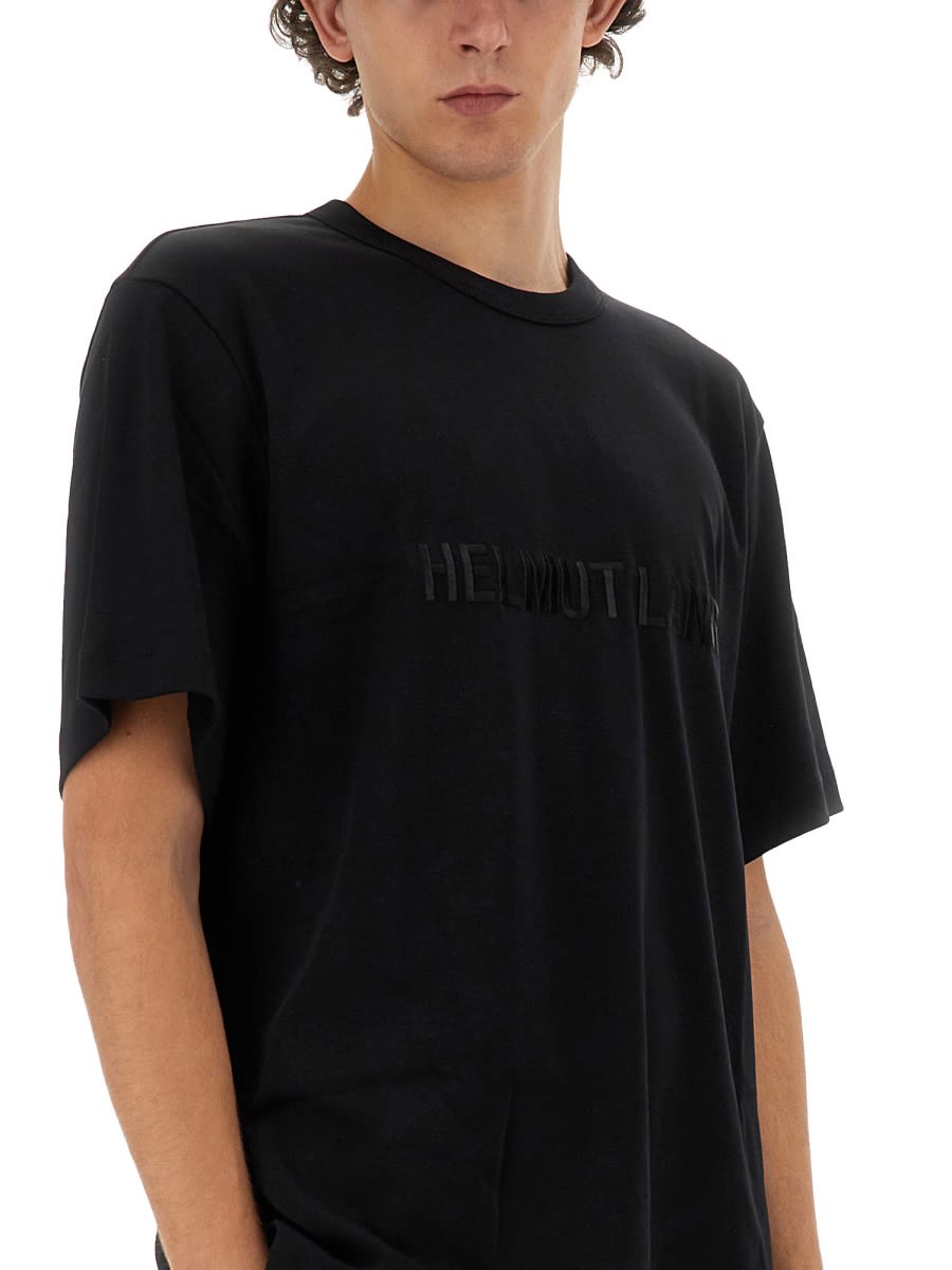 Helmut Lang Relaxed Fit Crew Neck T-shirt With Embossed Logo In Black