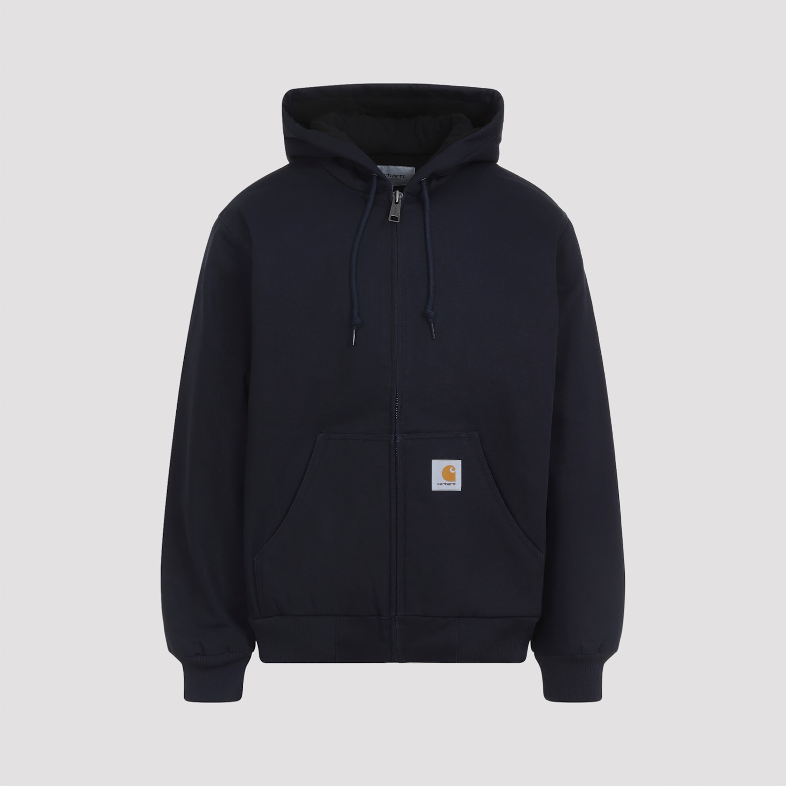 Carhartt Hooded Jacket With Pockets And Ribbed Finish In Blue