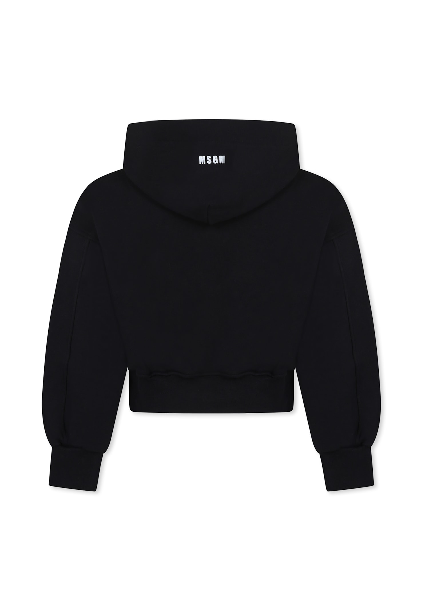 Msgm Black Sweatshirt For Girl With Logo And Heart In Black
