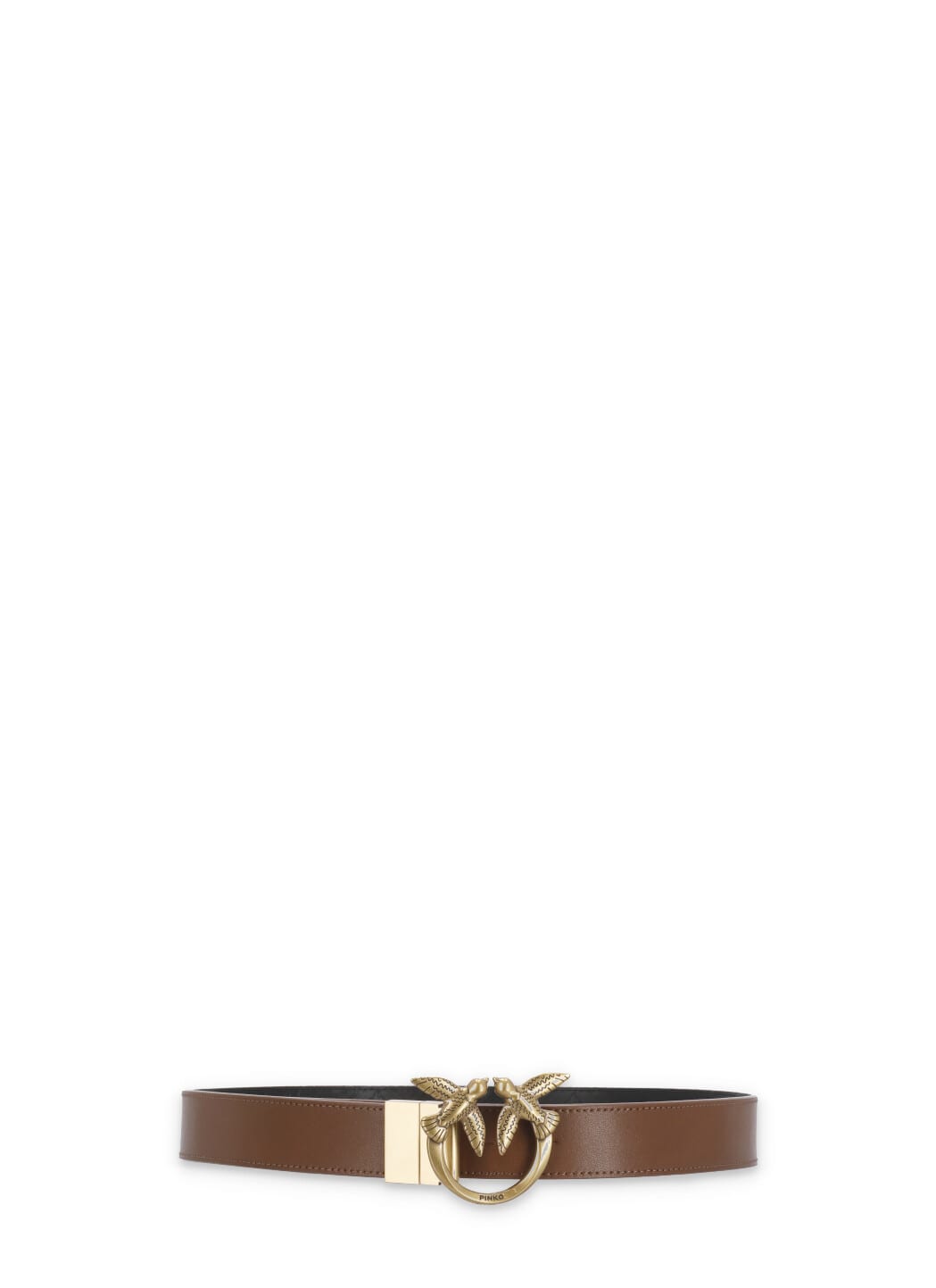 Shop Pinko Double-face Love Birds Buckled Belt In Brown