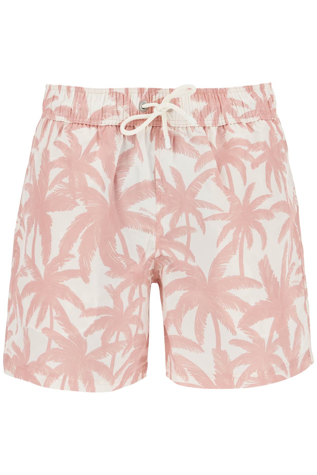 Shop Palm Angels Beach Print Palm Tree Bermuda In Off White Pink (white)