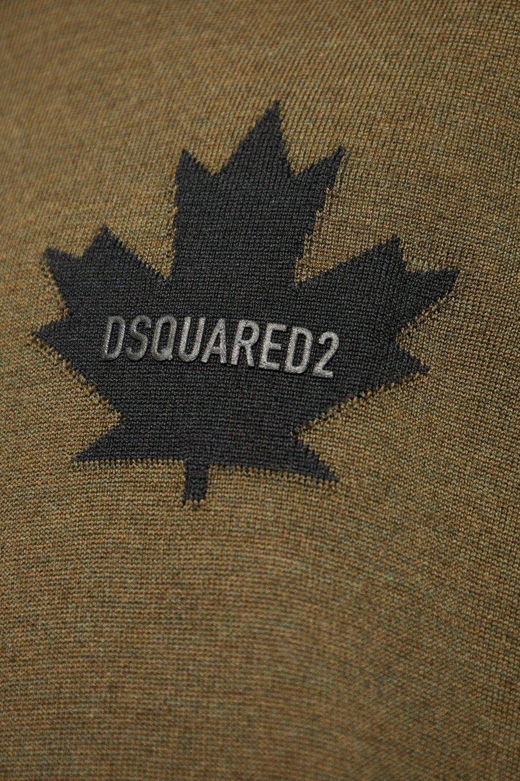 Shop Dsquared2 Logo Detailed Sleeved Sweater In Green