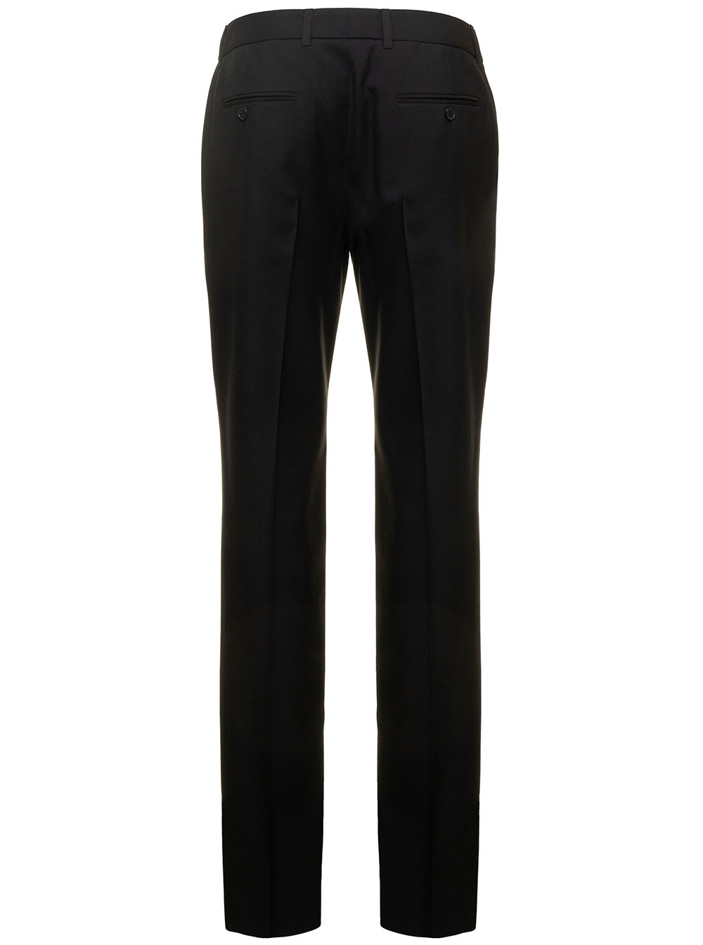 Shop Saint Laurent Black Slim Pamts With Welt Pockets In Wool Woman
