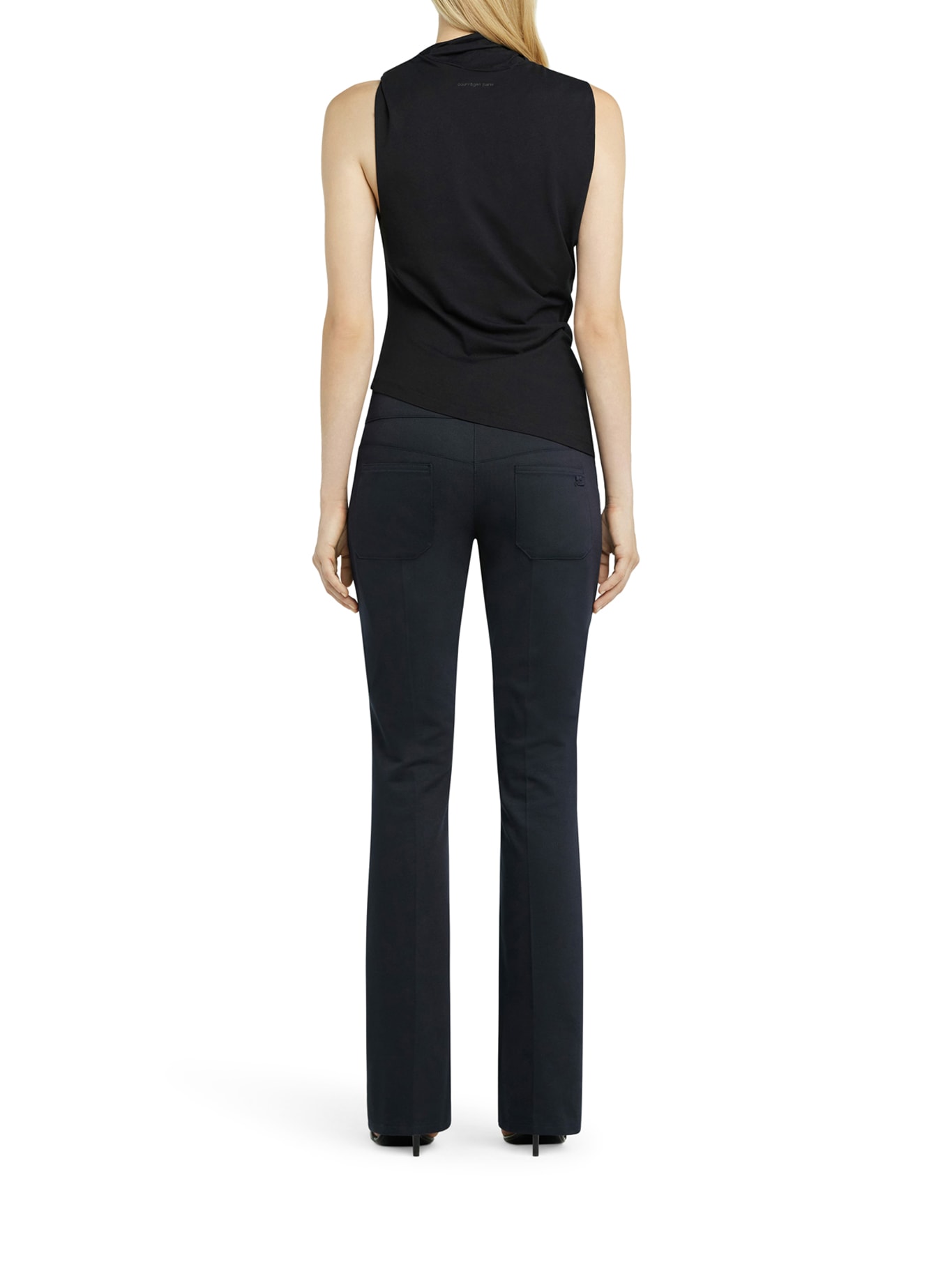 Courrèges Asymmetric Sleeveless Fitted Stretch Top In Black