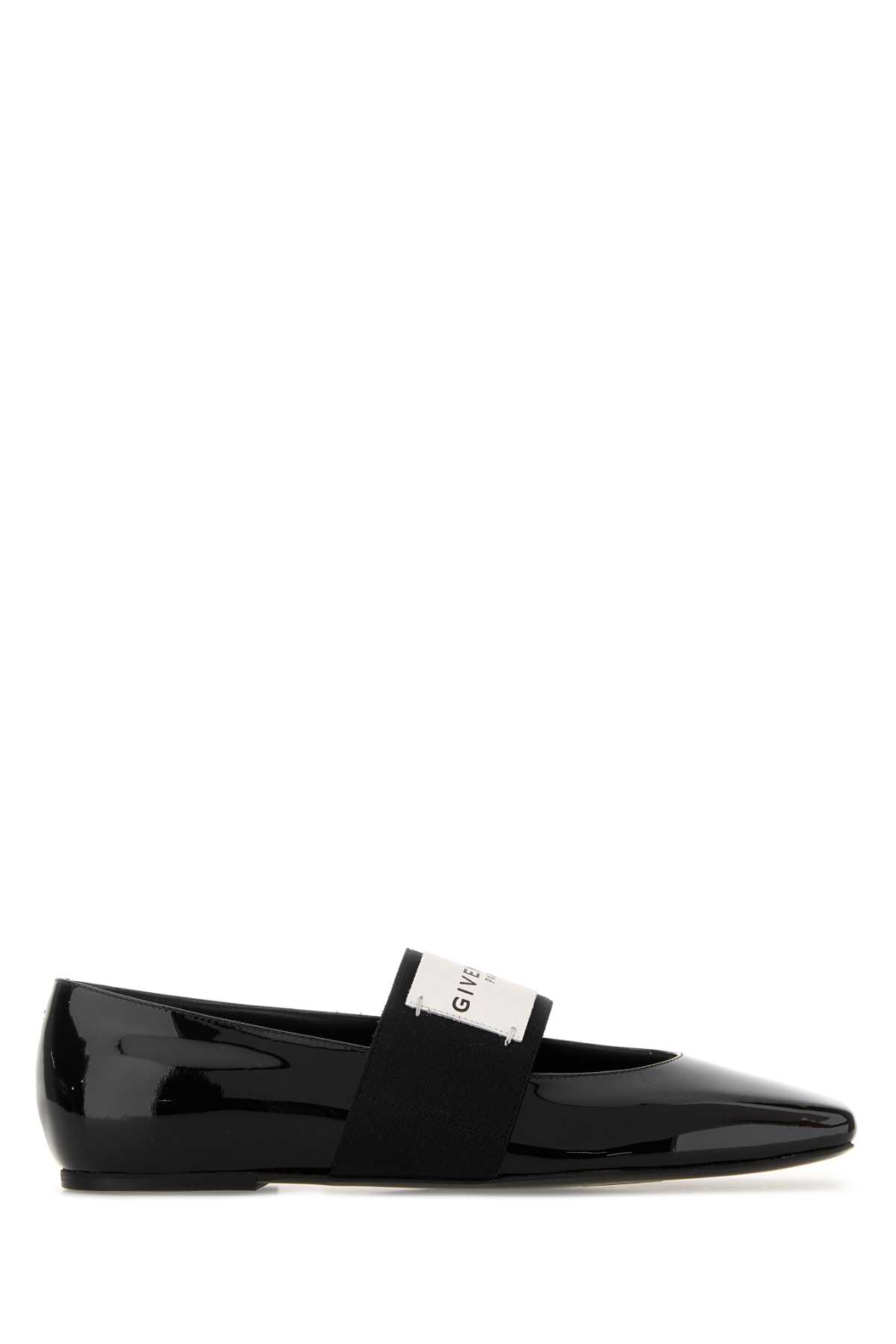 Givenchy Leather Squared Toe Ballet Flats In Black