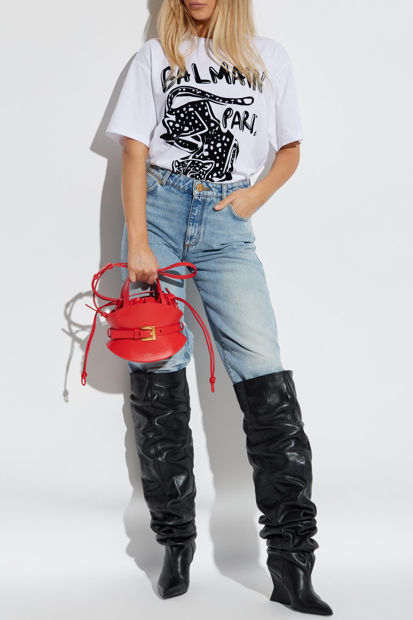 Balmain Short-sleeved T-shirt With Leopard Print In White