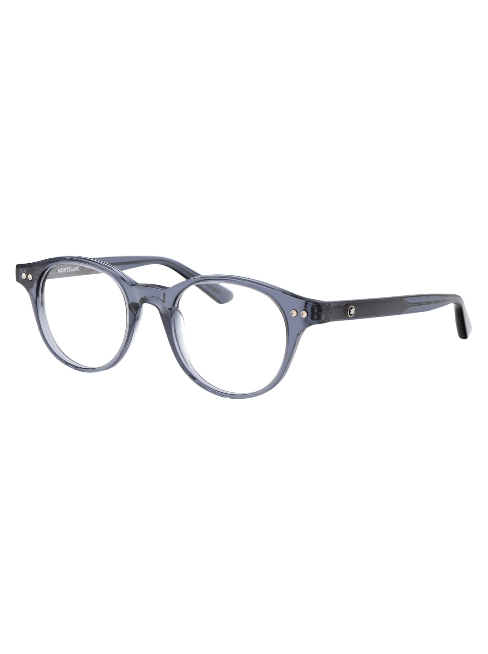Shop Montblanc Mb0255o Glasses In 003 Blue Blue Transparent