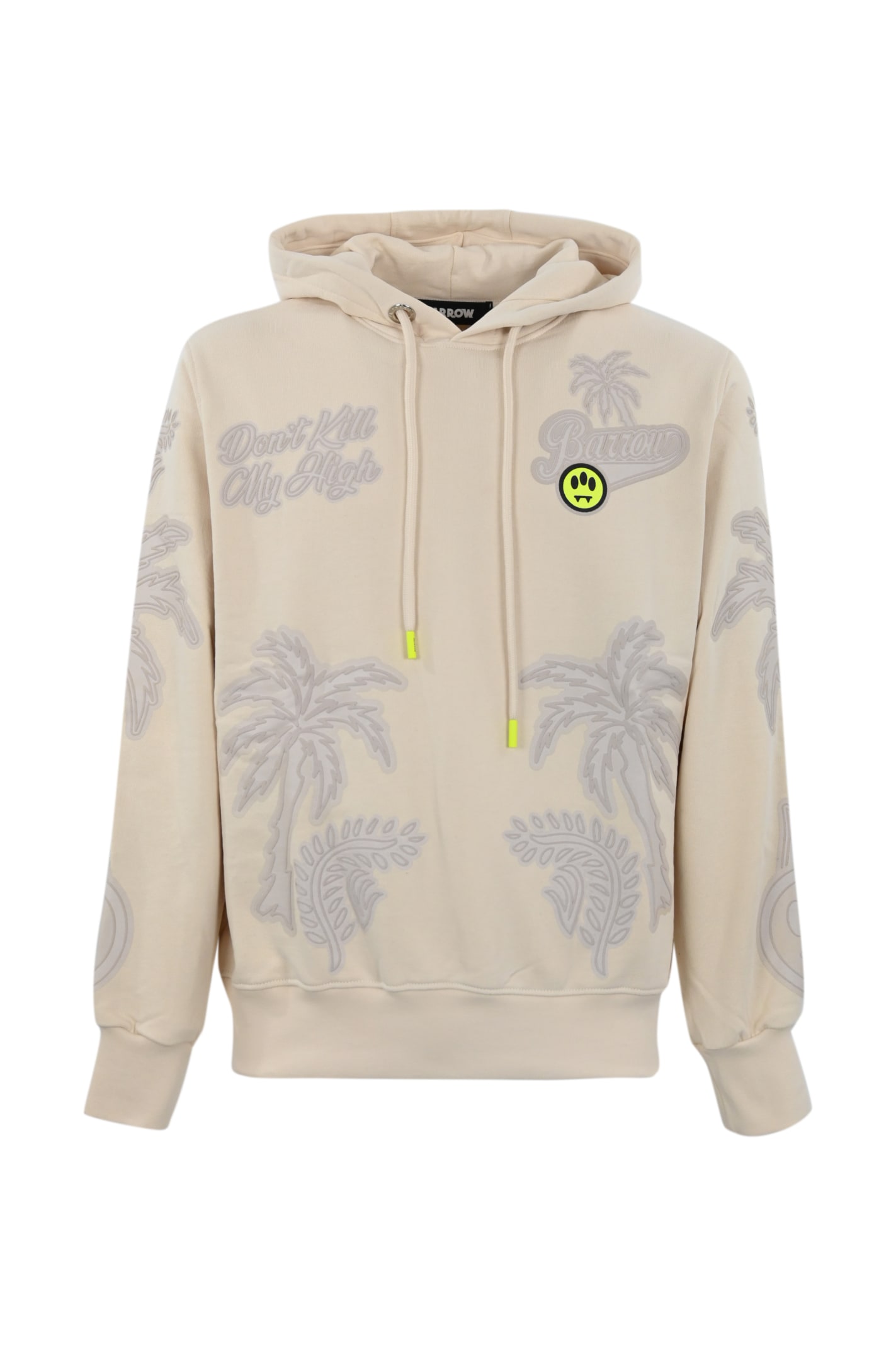 Shop Barrow Cotton Sweatshirt With 3d Palms Print In Turtledove