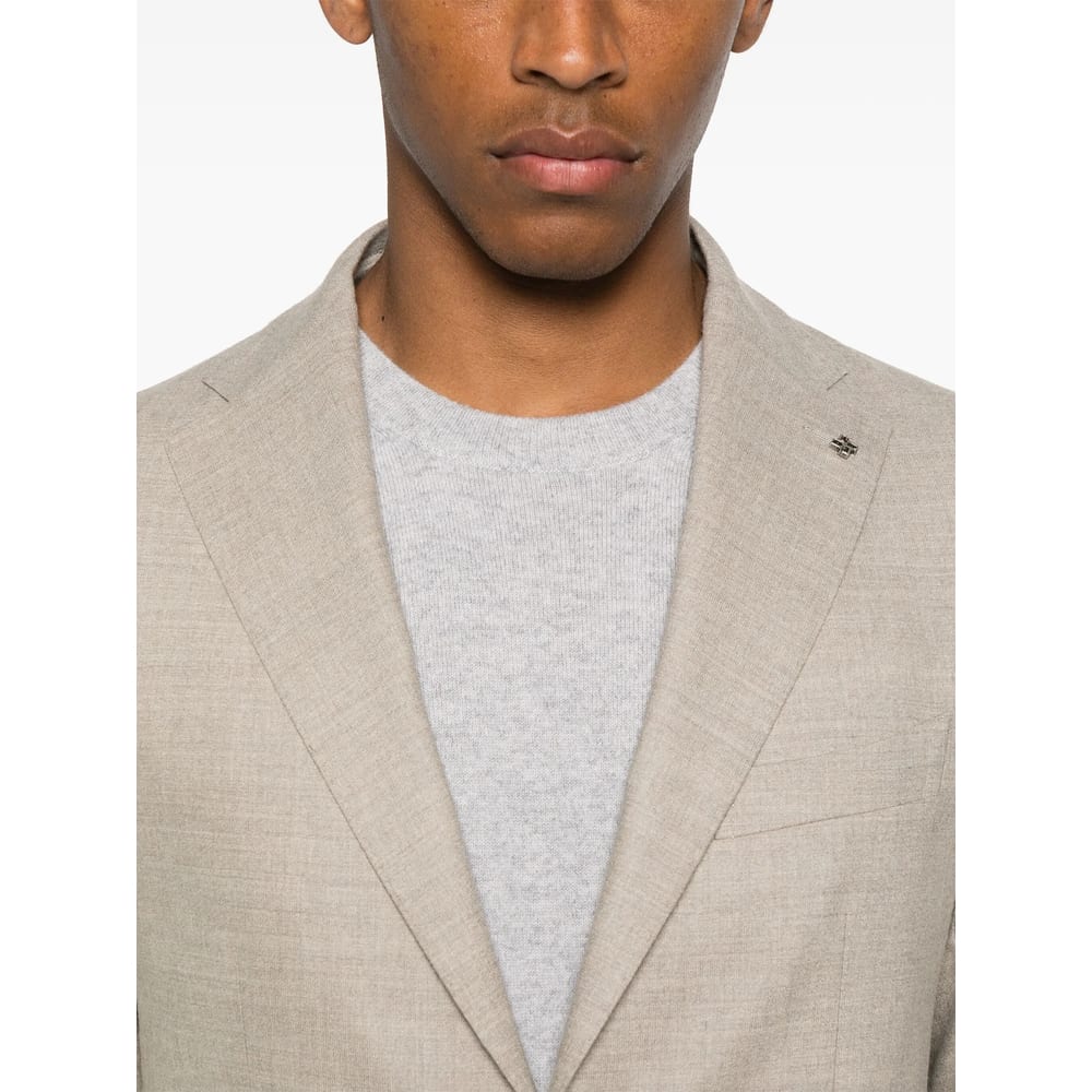 Tagliatore Long Sleeve Blazer And Belt Loop Pants Set In Neutral