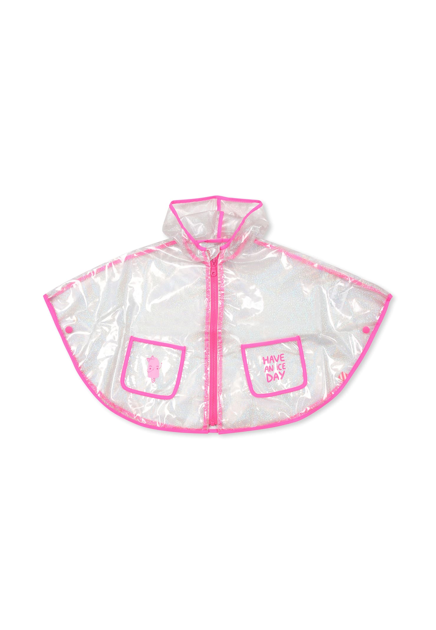 Billieblush Clear Raincoat For Baby Girl With Ice Cream In Transparent