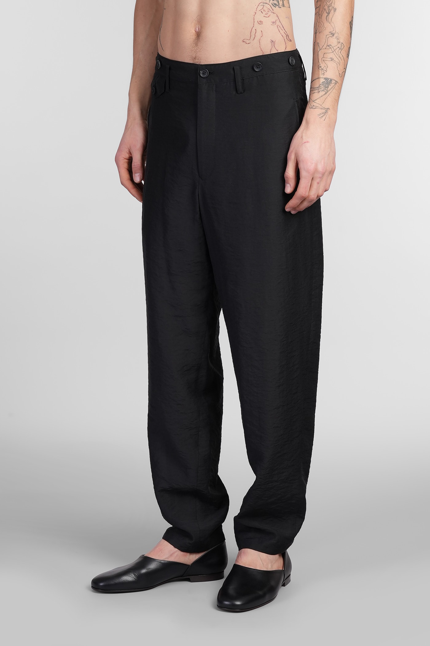 Yohji Yamamoto Drop-crotch Track Pants In Black