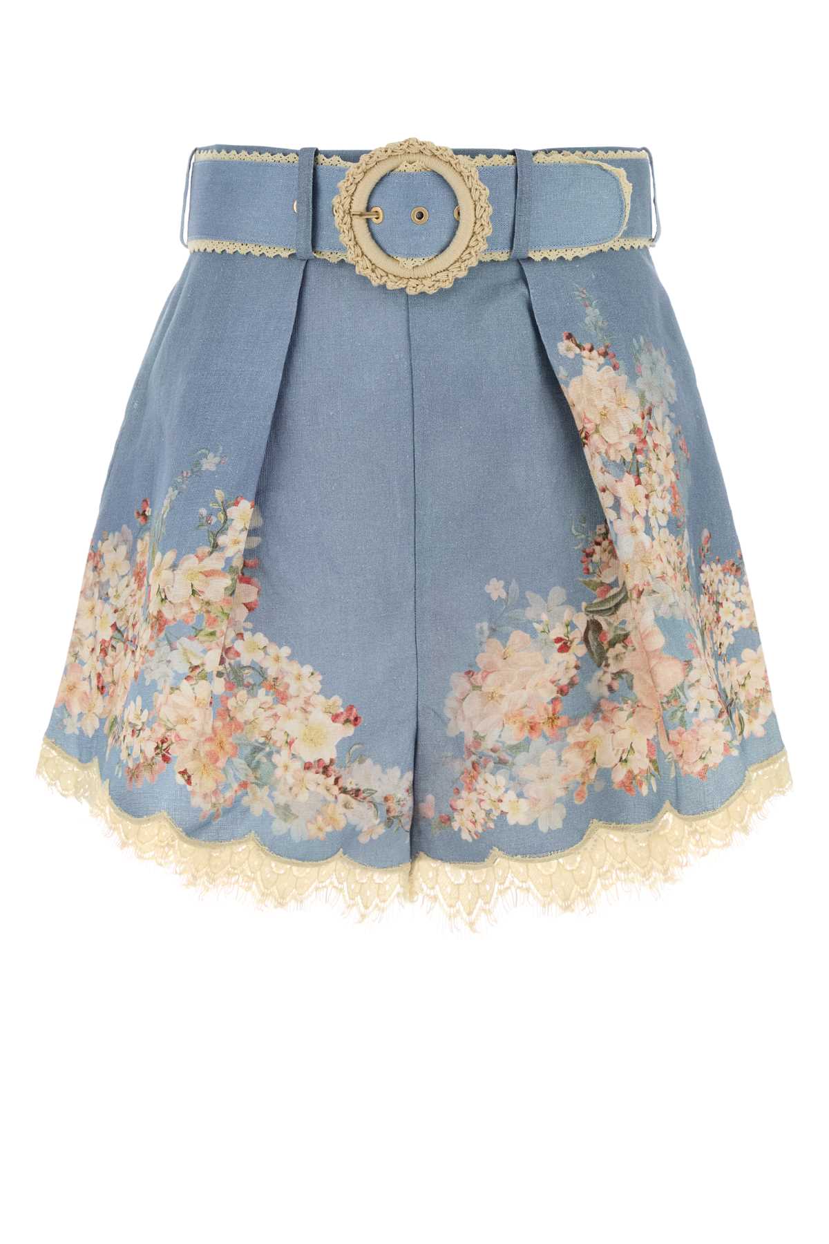 Zimmermann Printed Linen Cascadian Shorts In Blue