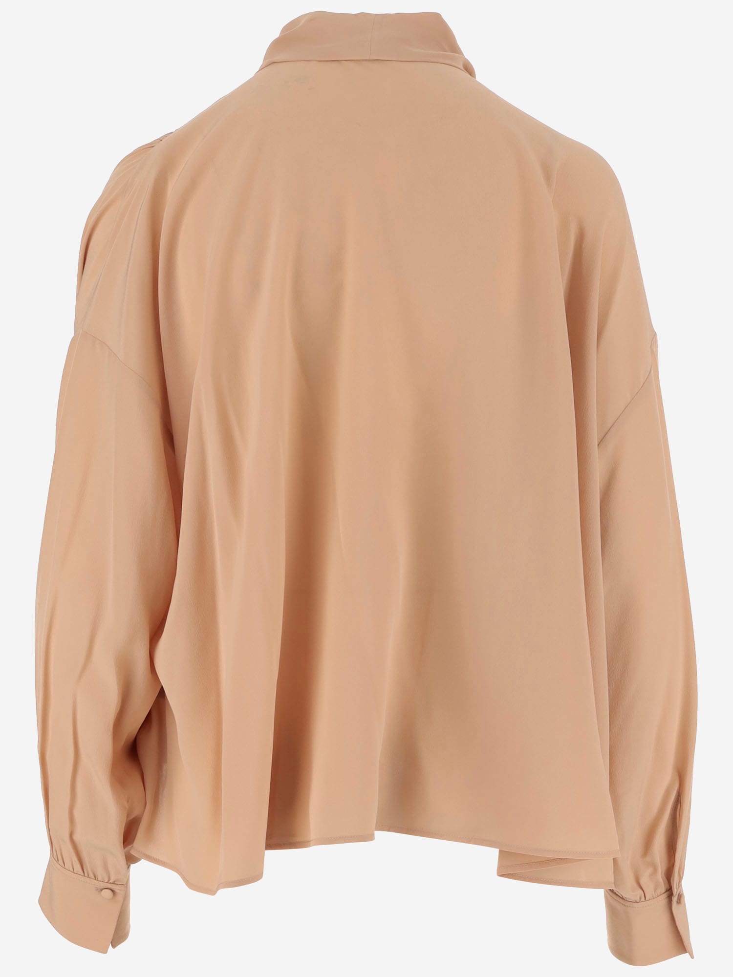 Shop Chloé Silk Georgette Boxy Blouse In Beige