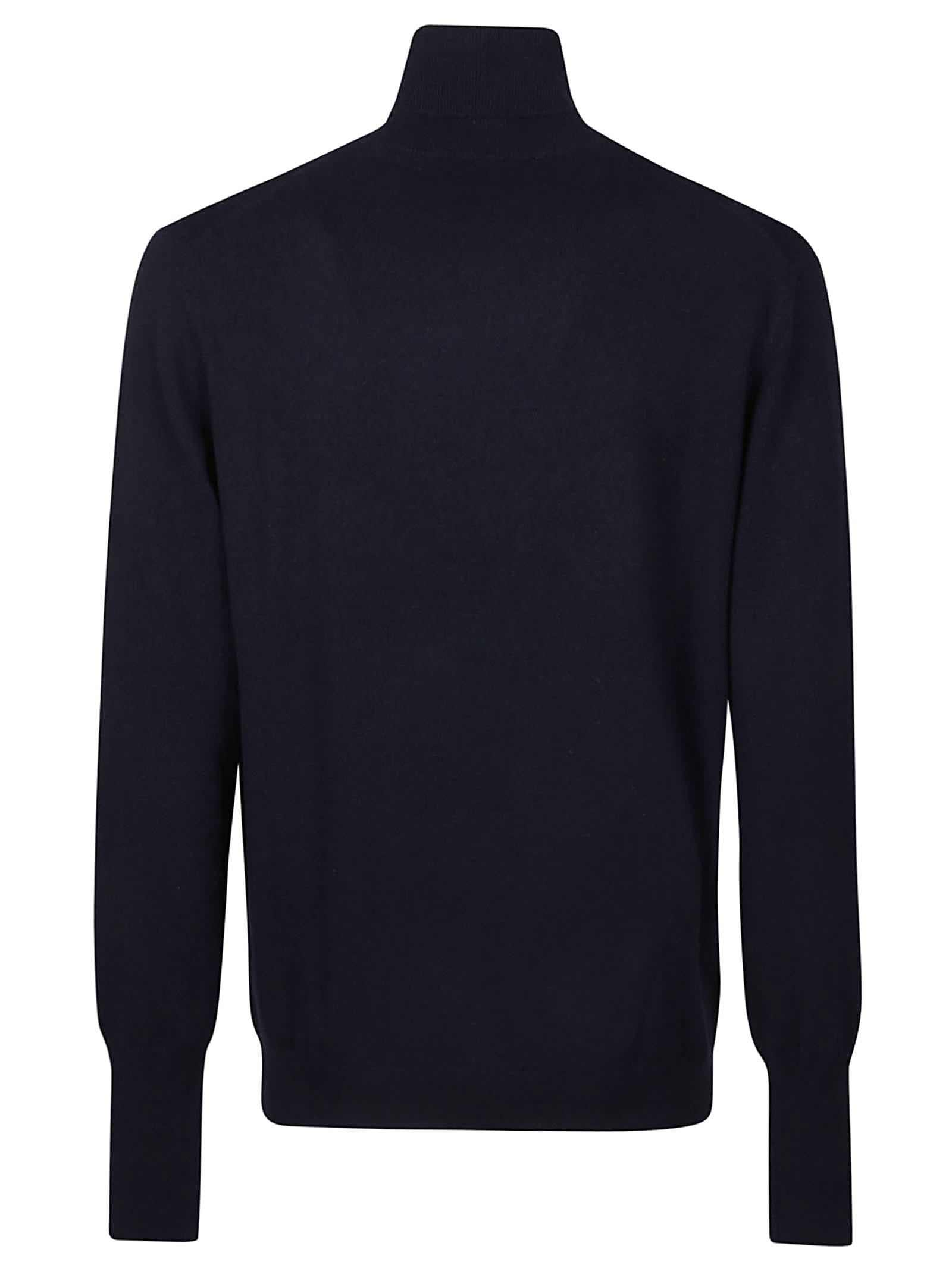 Ballantyne Plain Turtle Neck Sweater In Blue
