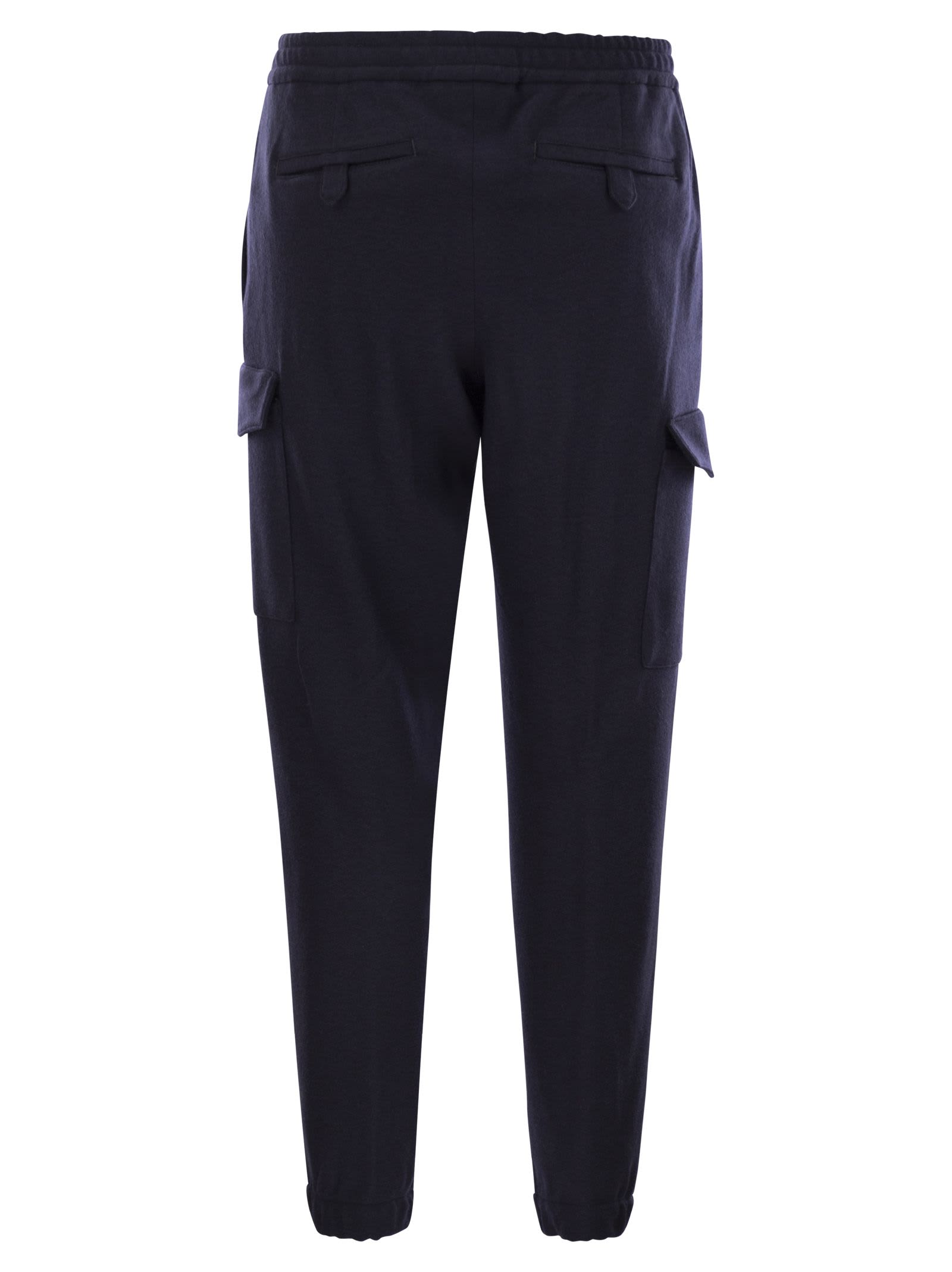 Shop Pt Torino Virgin Wool Cargo Jogger Trousers In Navy