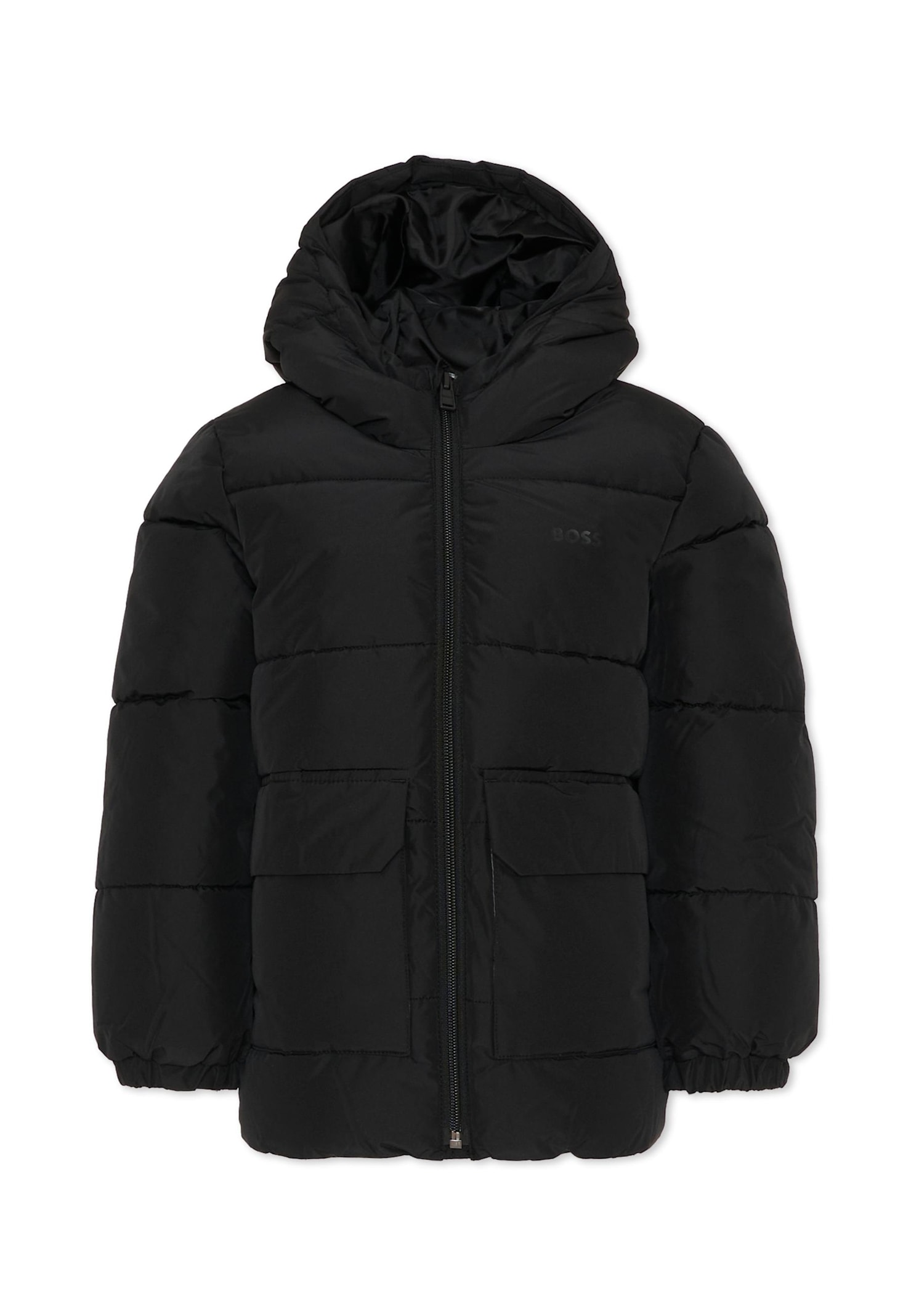Hugo Boss Black Down Jacket For Boy With Logo In Black
