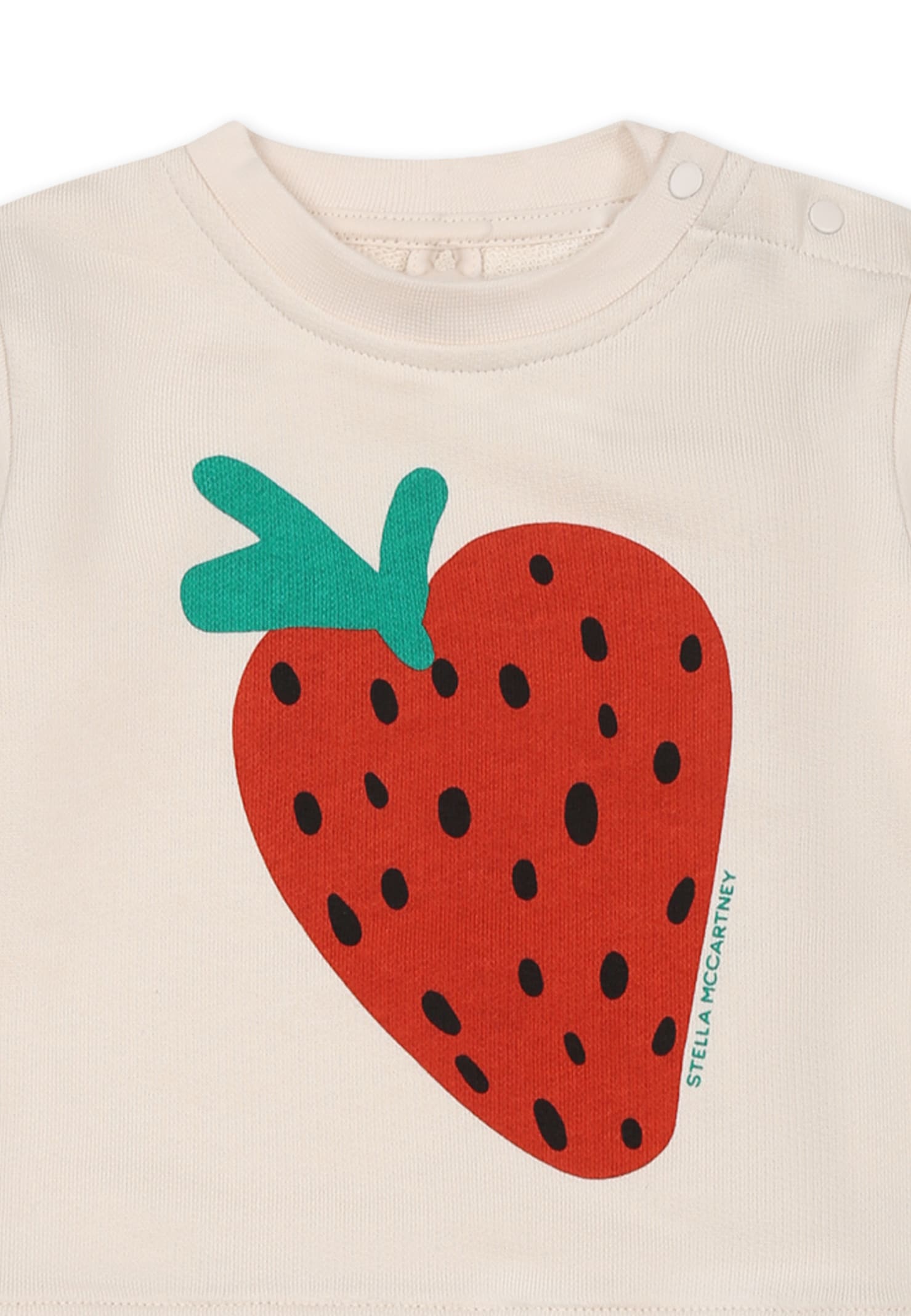 Stella Mccartney Ivory Sweatshirt For Baby Girl With Strawberry In Ivory