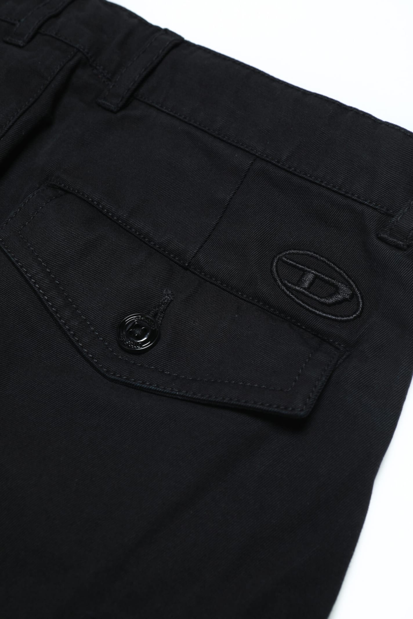Shop Diesel Pjoffe Trousers Gabardine Cargo Pants With Pockets In Nero