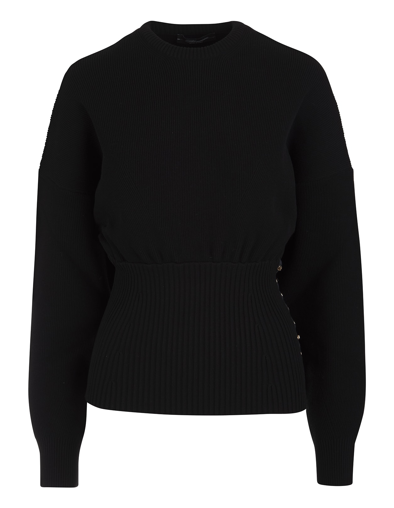 Blumarine Pullover In Black Knit With Hooks