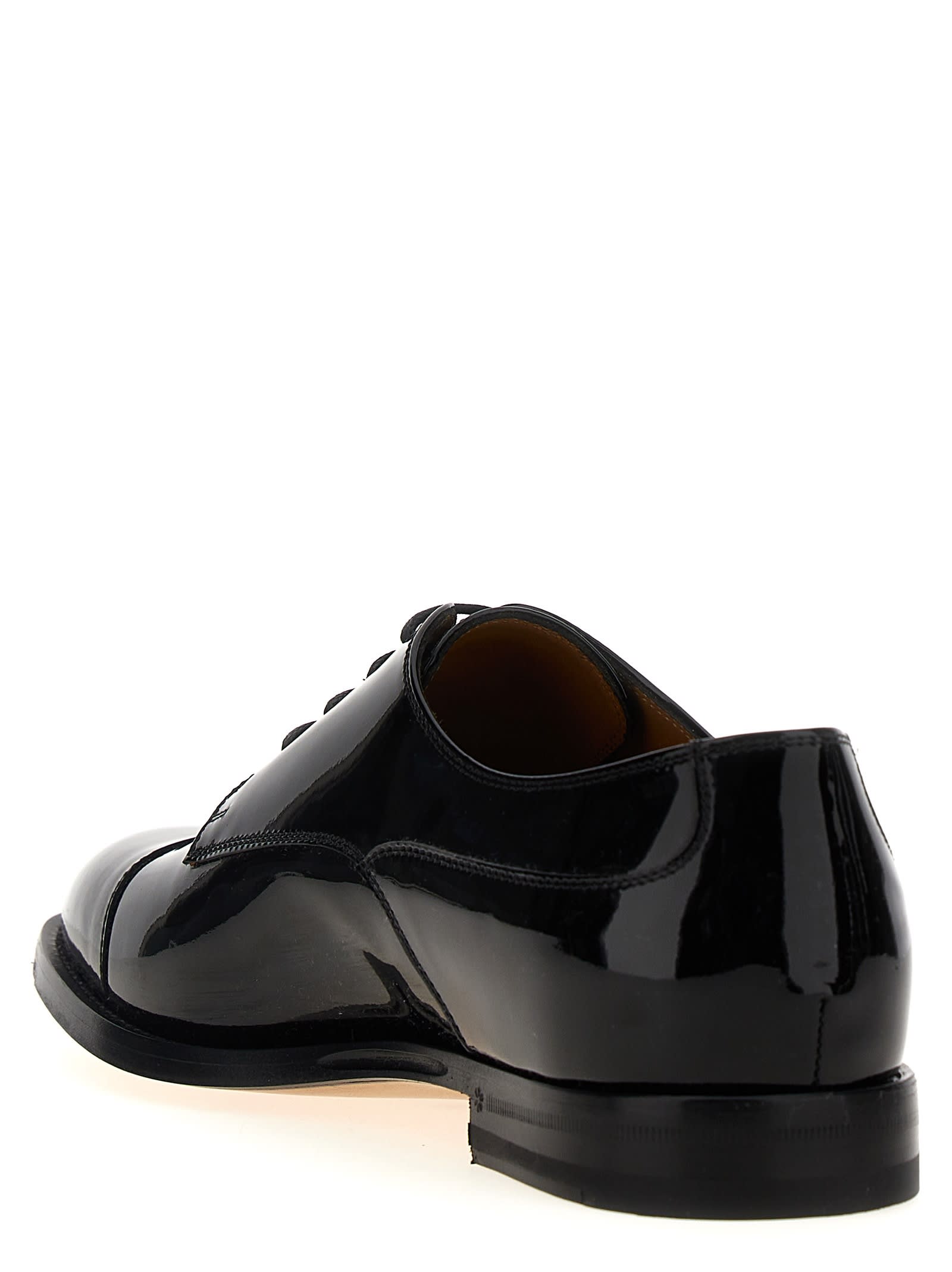 Shop Gucci Patent Leather Lace-up Shoes In Black