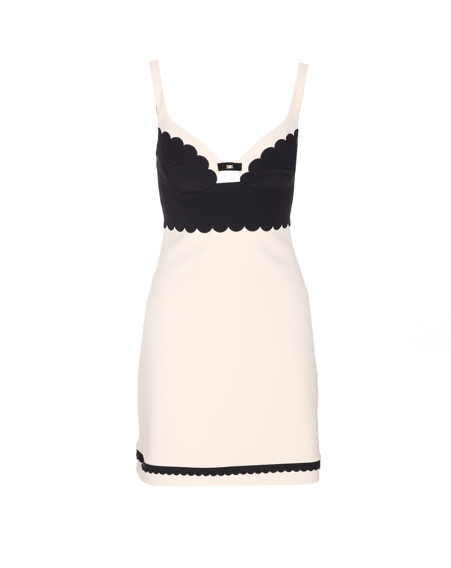 Elisabetta Franchi Heart Neck Mini Dress With Spaghetti Straps