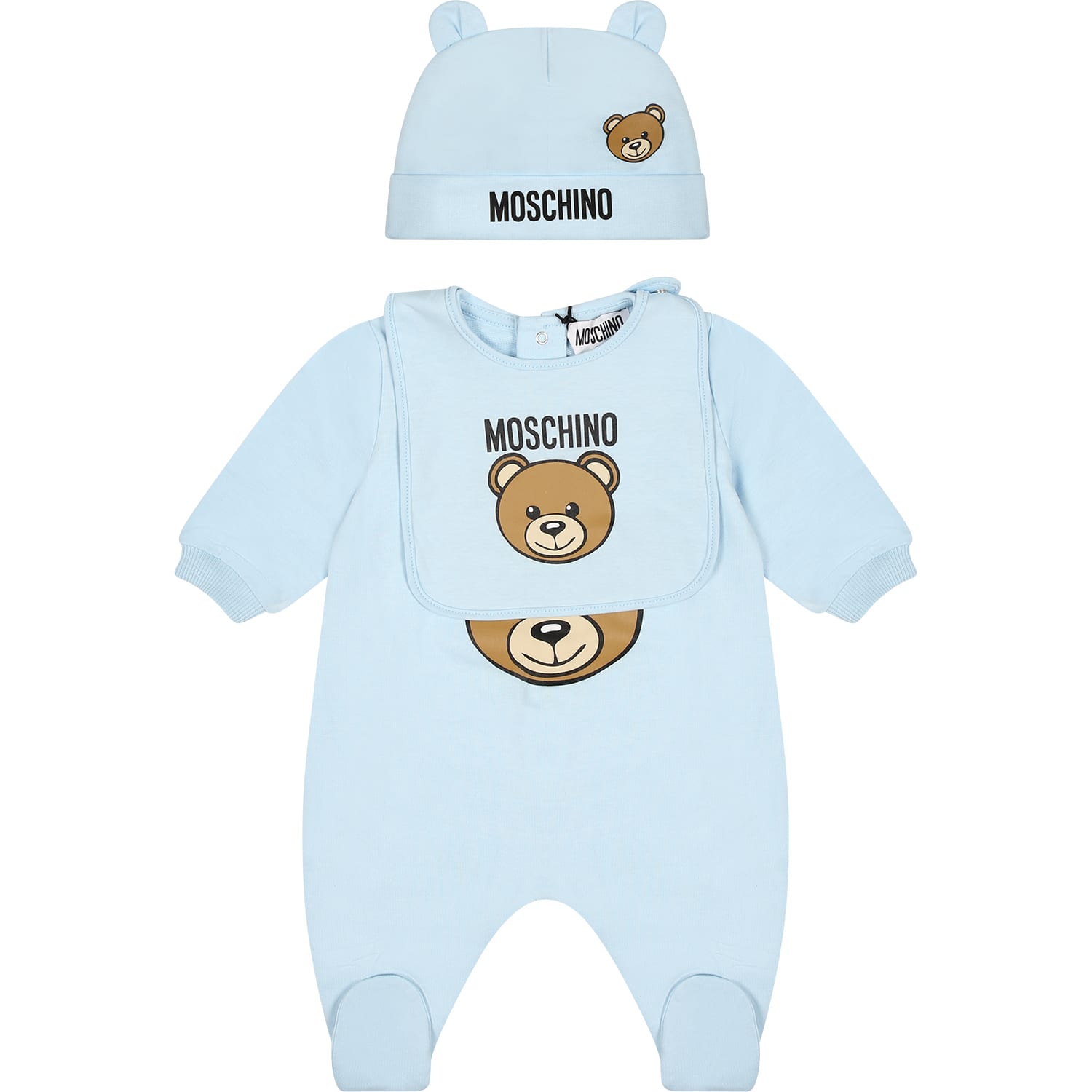 Moschino Light Blue Set For Baby Boy With Teddy Bear