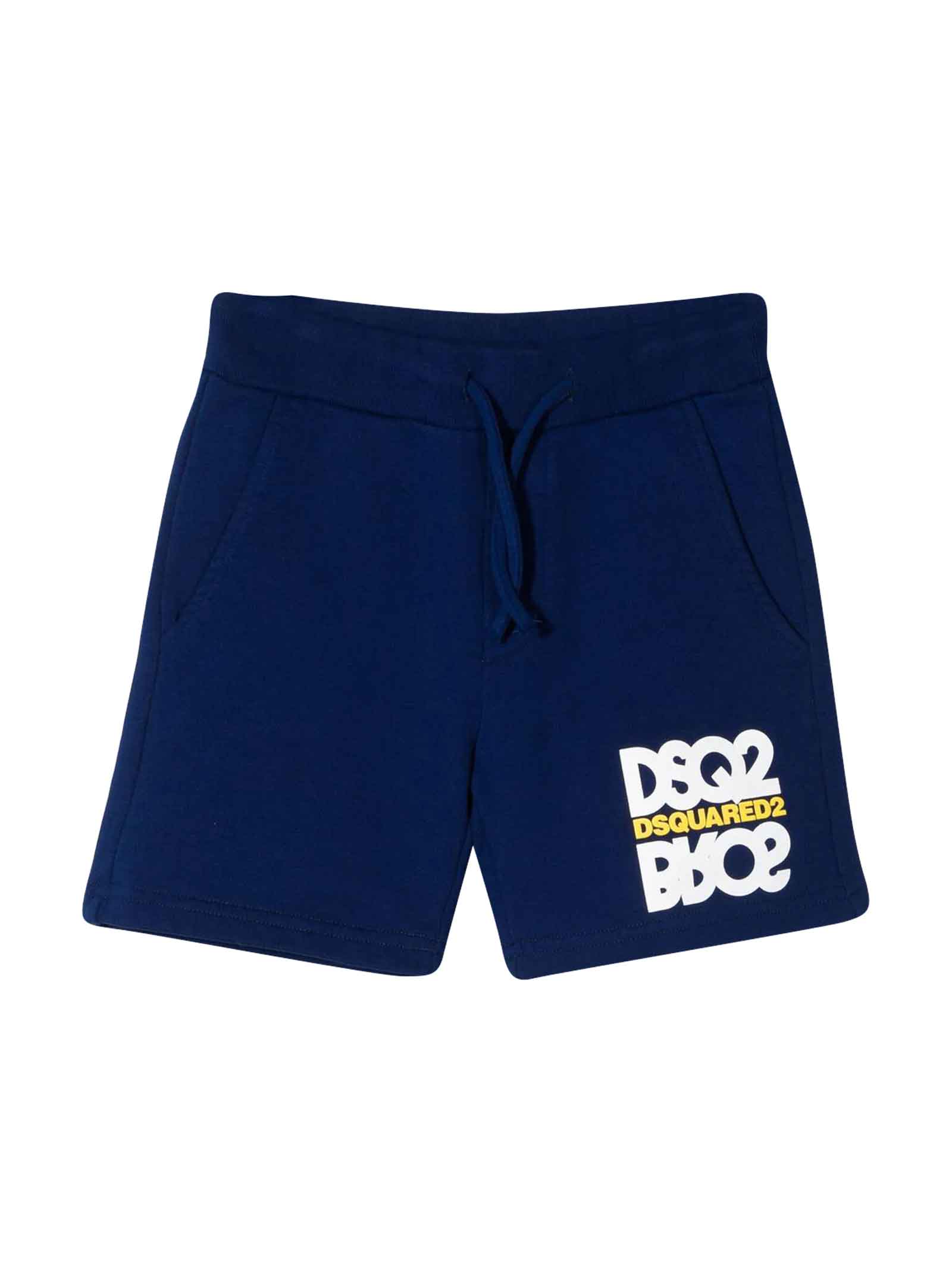 Dsquared2 Blue Bermuda Shorts With Print Dsquared Kids