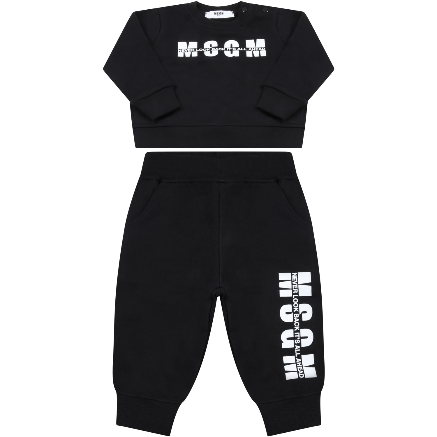 MSGM Bleck E Tracksuit For Babykids With Logo