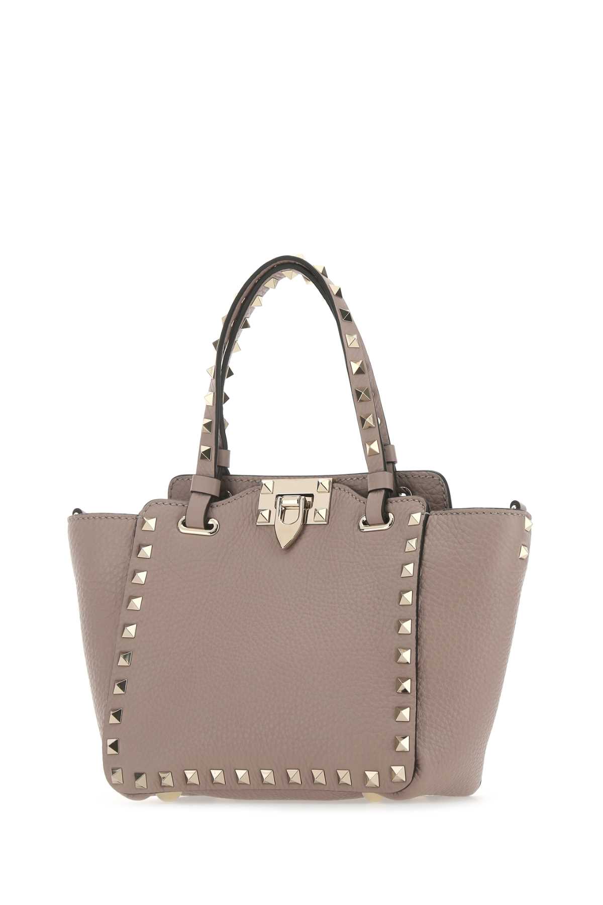 Shop Valentino Antiqued Pink Leather Mini Rockstud Handbag In P45