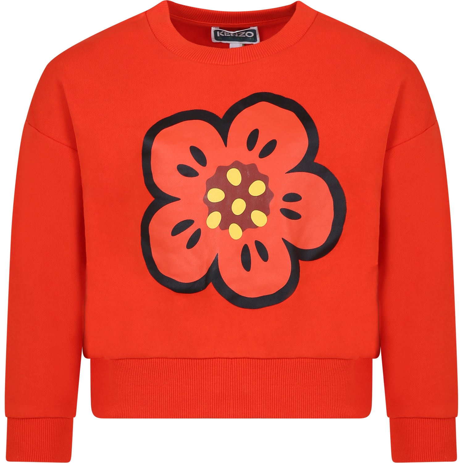 Shop Kenzo Red Sweatshirt For Girl With Flower