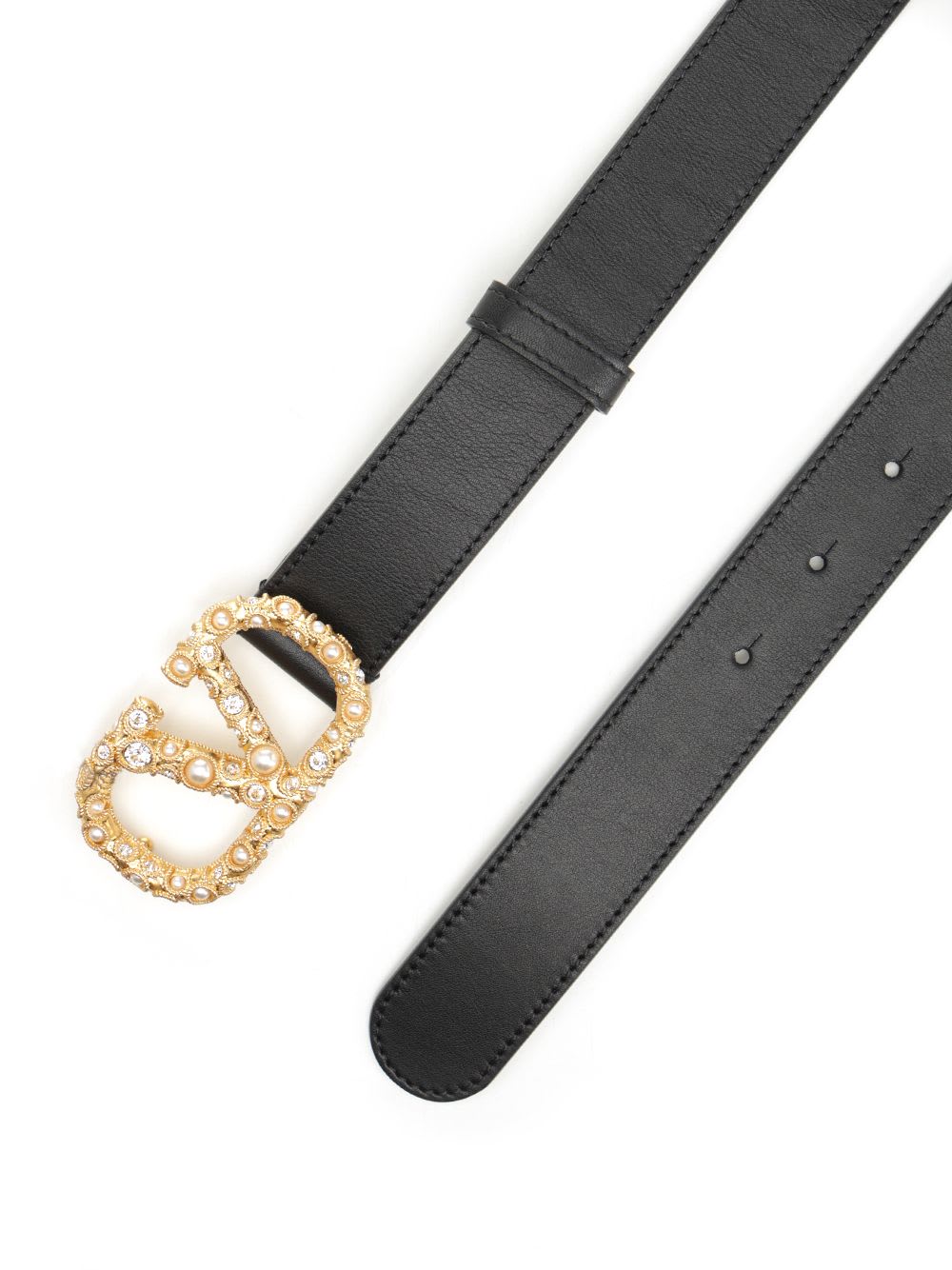 Valentino Vlogo Signature Leather Belt In Black